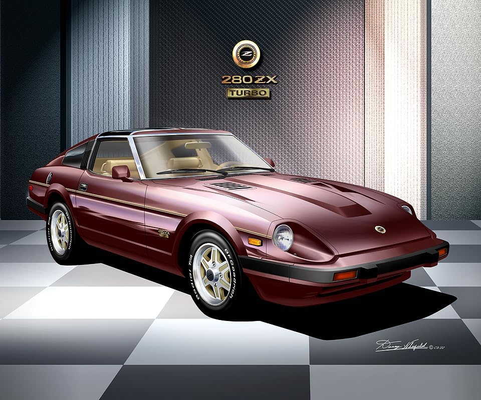 1982-1983 Datsun 280 ZX Turbo Fine Art Prints By Danny Whitfield (Size 20 x 24, BURUNDY MIST)