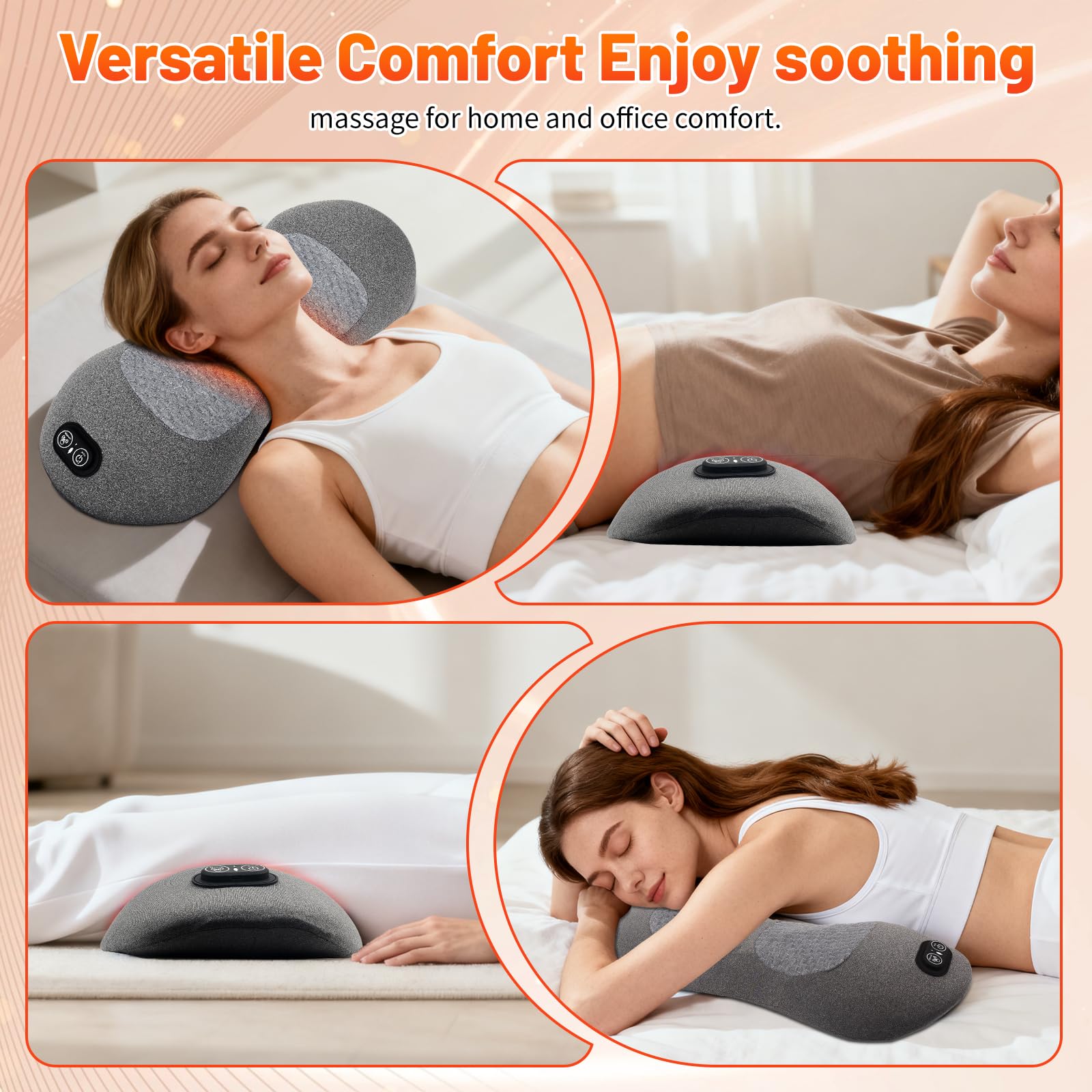 3 in 1 Rückenmassagegerät mit Massage und Wärme, Ergonomische Lendenstütze aus Memory Foam, Rückenstütze für Büro Auto und Zuhause mit Air Lift Funktio