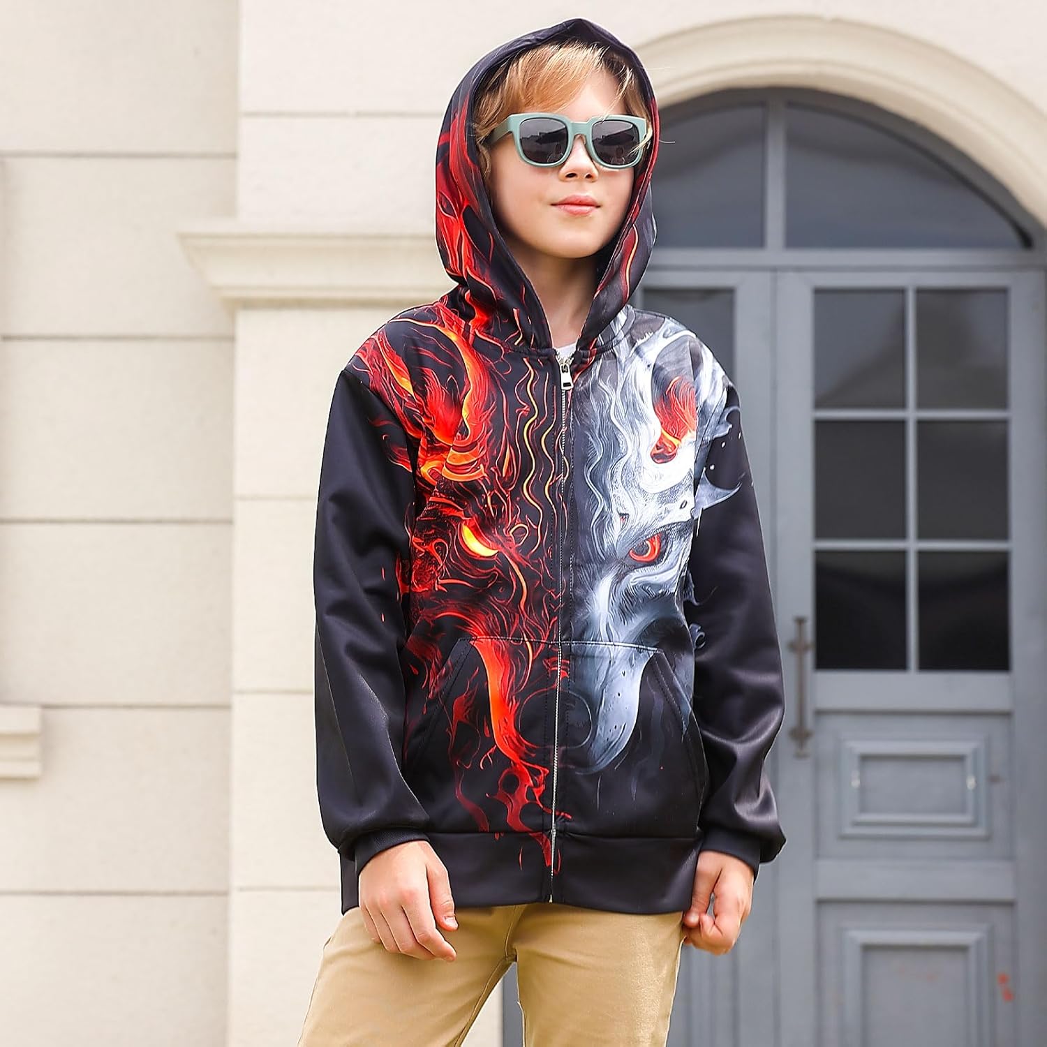 TUONROAD 6-14T Boys Girls Zip Up Hoodies Sweatshirts 3D Printed Cool Pullover with Pockets - Image 2