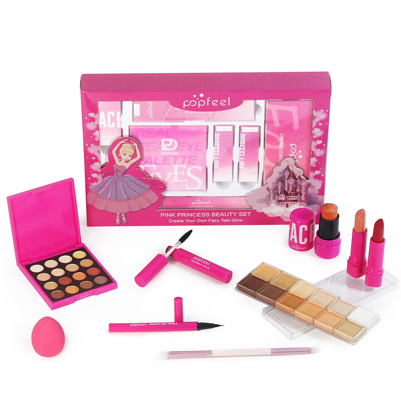 Schmink Set, Multifunktions Kosmetik Starter Kit für Frauen#6 | mit Lidschatten Palette Concealer Lipgloss Lippenstift Mascara etc, Kosmetik Makeup Set für Gesicht, Augen und Lippen