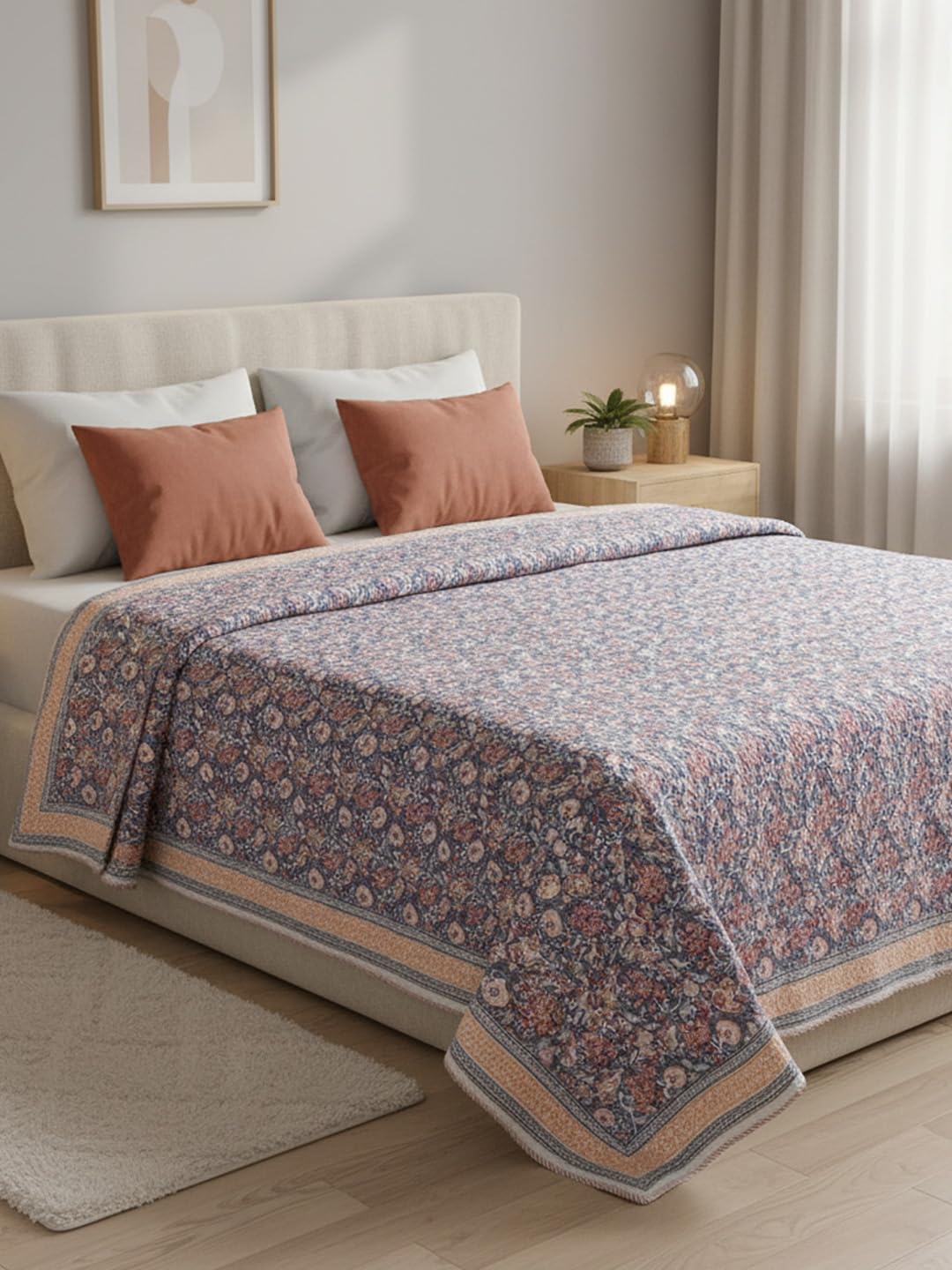 Zuhur 100% Cotton Reversible AC Comforter Blanket Quilt Razai | Winter Summer All Season Dohar | Eco-Friendly Bedding | Handblock Printed Gift for Home Décor | Jaipuri Single Bed Comforter-image-29