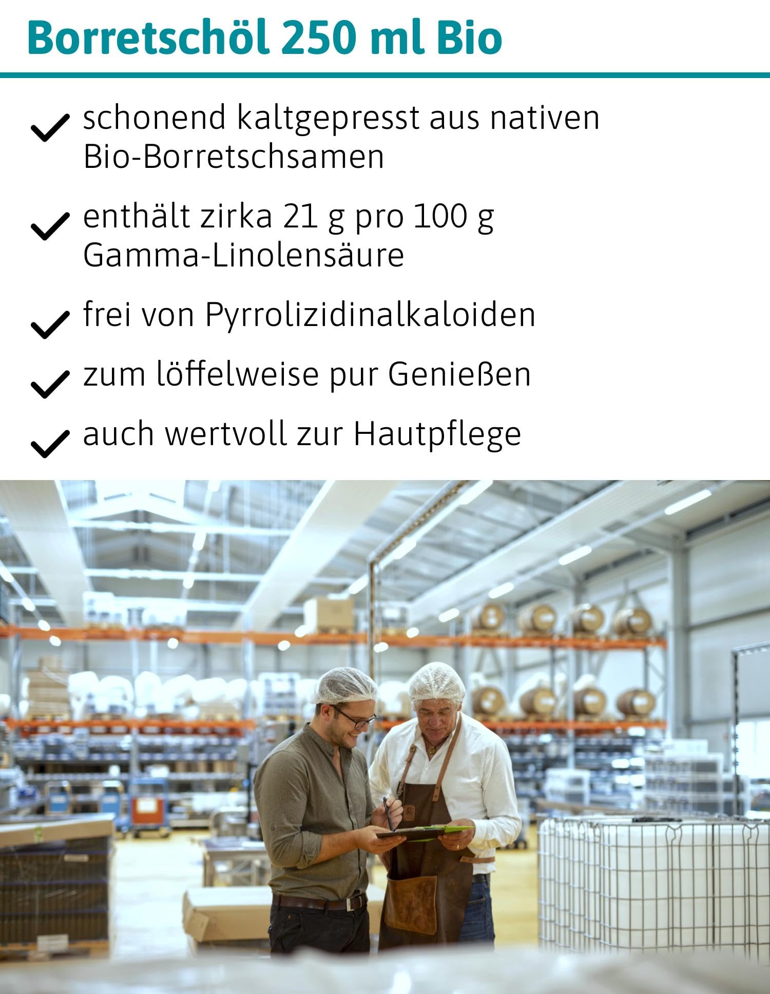 ÖLMÜHLE SOLLING - BIO Borretschöl | Schonend kaltgepresstes Öl aus nativen Bio-Borretschsamen. Ideal geeignet für Salatdressings. Reich an Gamma-Linolensäure | Inhalt: 250 ml