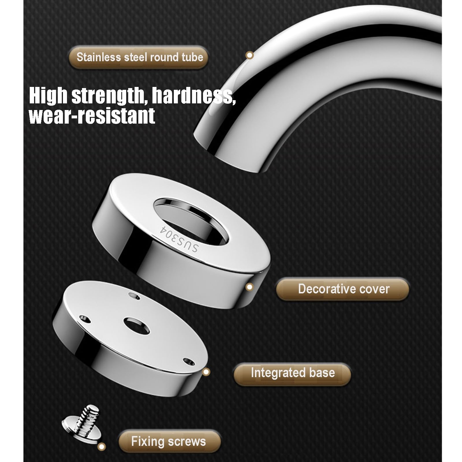 Maniglione Doccia di Sicurezza Per Bagno In Acciaio Inox, Maniglione Bagno Commerciali, Kit Corrimano per Scale con Maniglia, 440 Libbre, for Disabili Anziani(120cm)