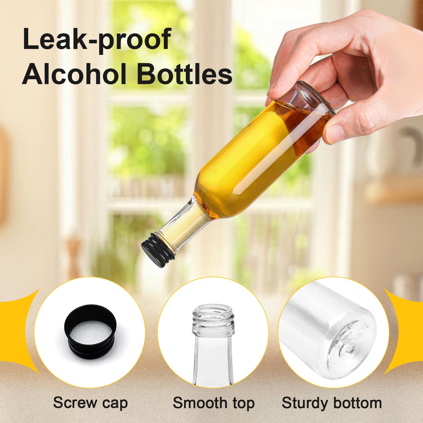 24 bottiglie da 50 ml, in plastica, da riempire, con coperchio nero e imbuto, riutilizzabili, per matrimoni, feste