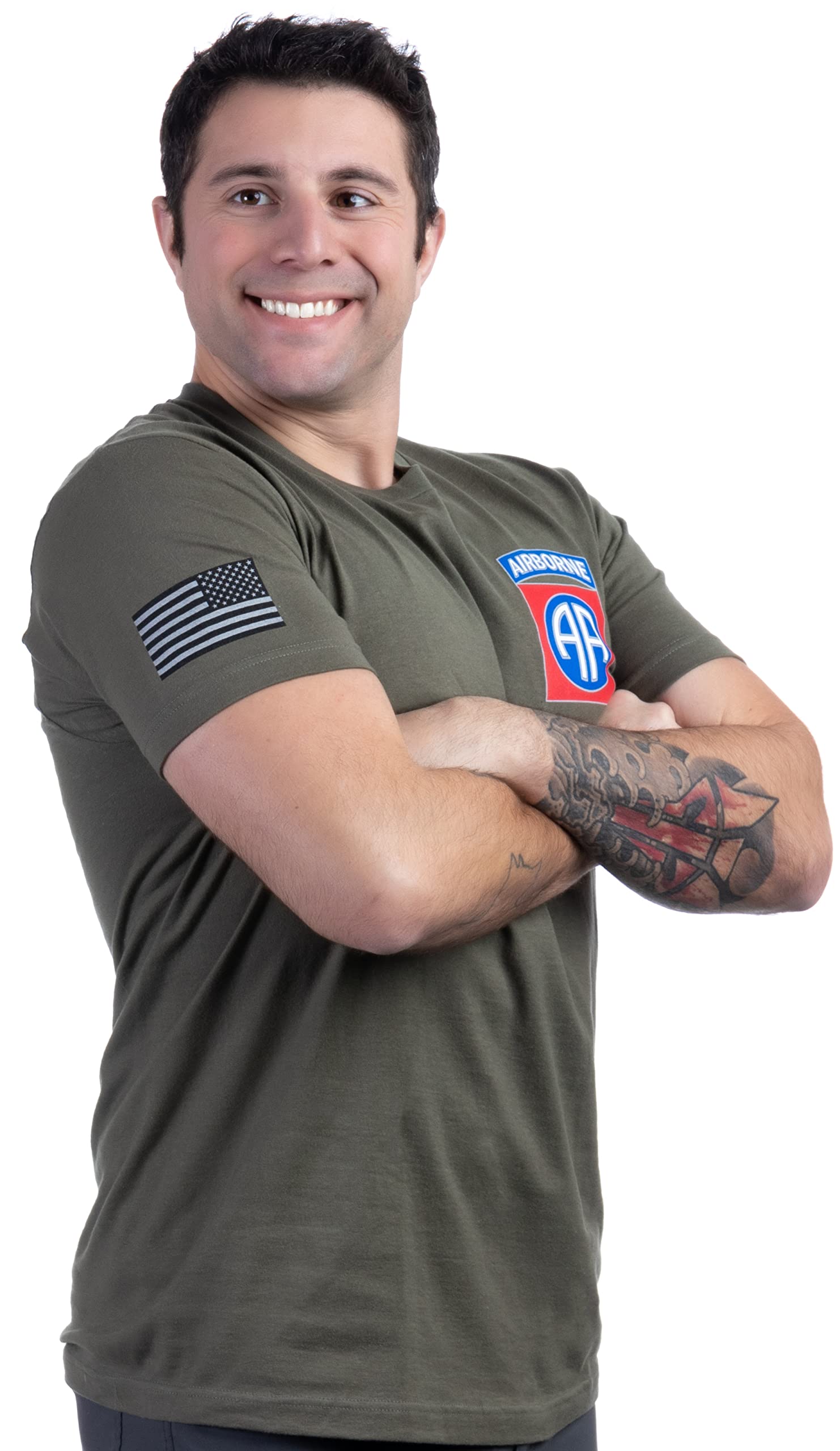 U.S. Army Licensed Insignia Division United States Military T-Shirts for Men and Women 82nd Airborne Large Od Green