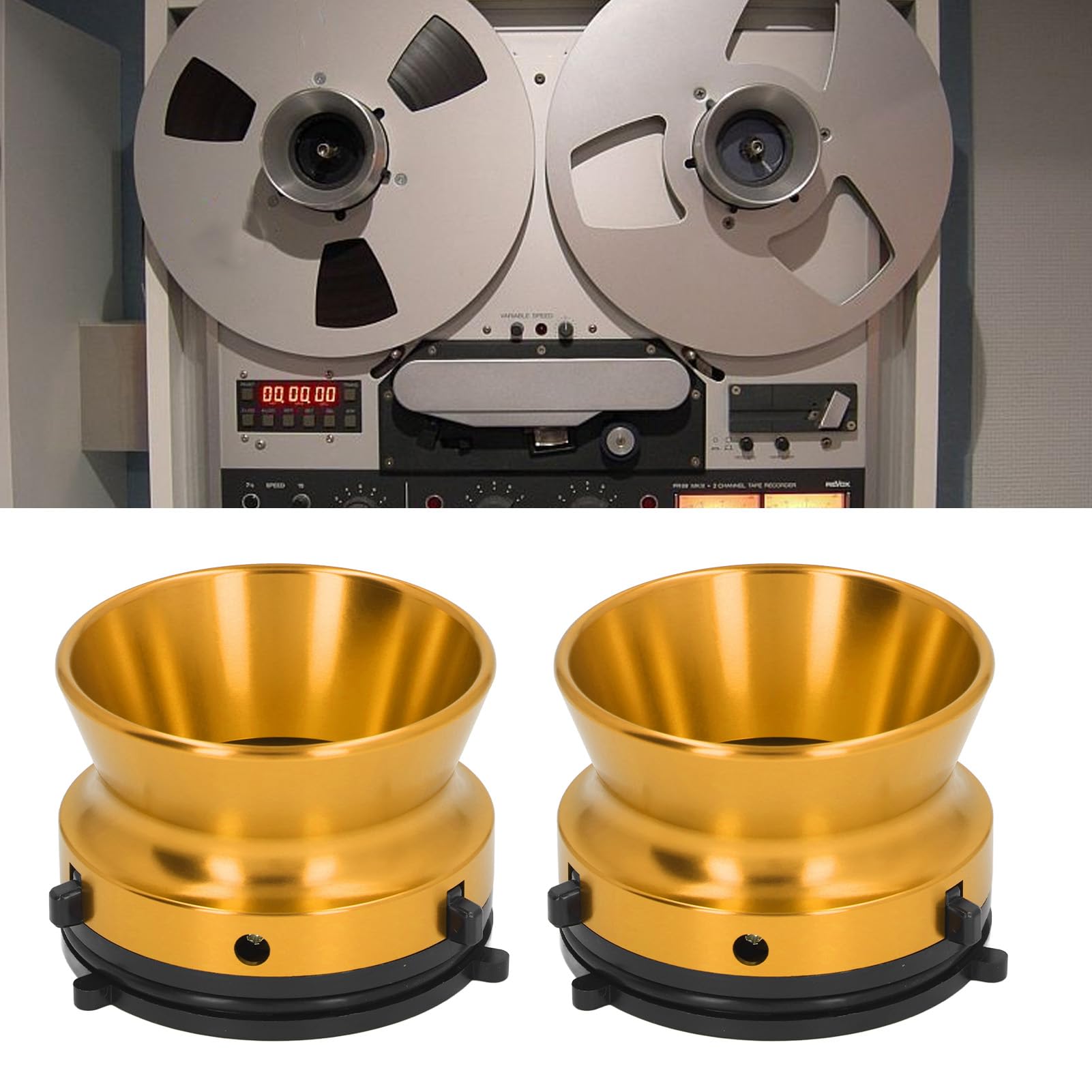 SENECESLI Adattatori Universali per Hub NAB in Alluminio Lucidato da 10 Pollici per Studer, Akai, Set di 2, Facili da Installare, Adatti a Vari Lettori Reel to Reel (GOLD)