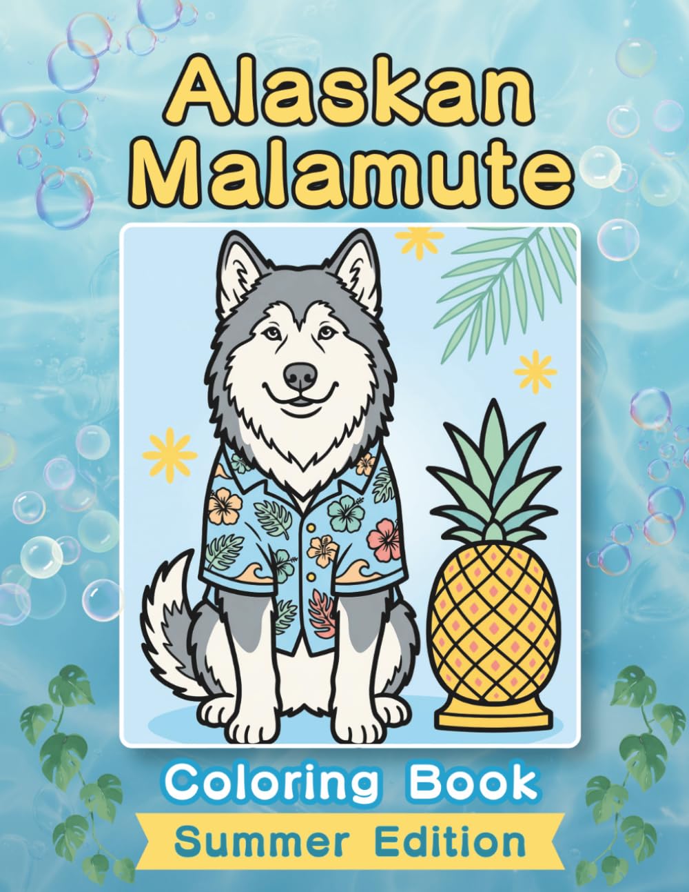 Alaskan Malamute Coloring Book: Summer Edition: Bold and Easy Coloring Book Designs for Adults and Seniors Featuring Cute and Simple Dog Illustrations ... and Mindfulness (Cozy Summer Coloring Books)