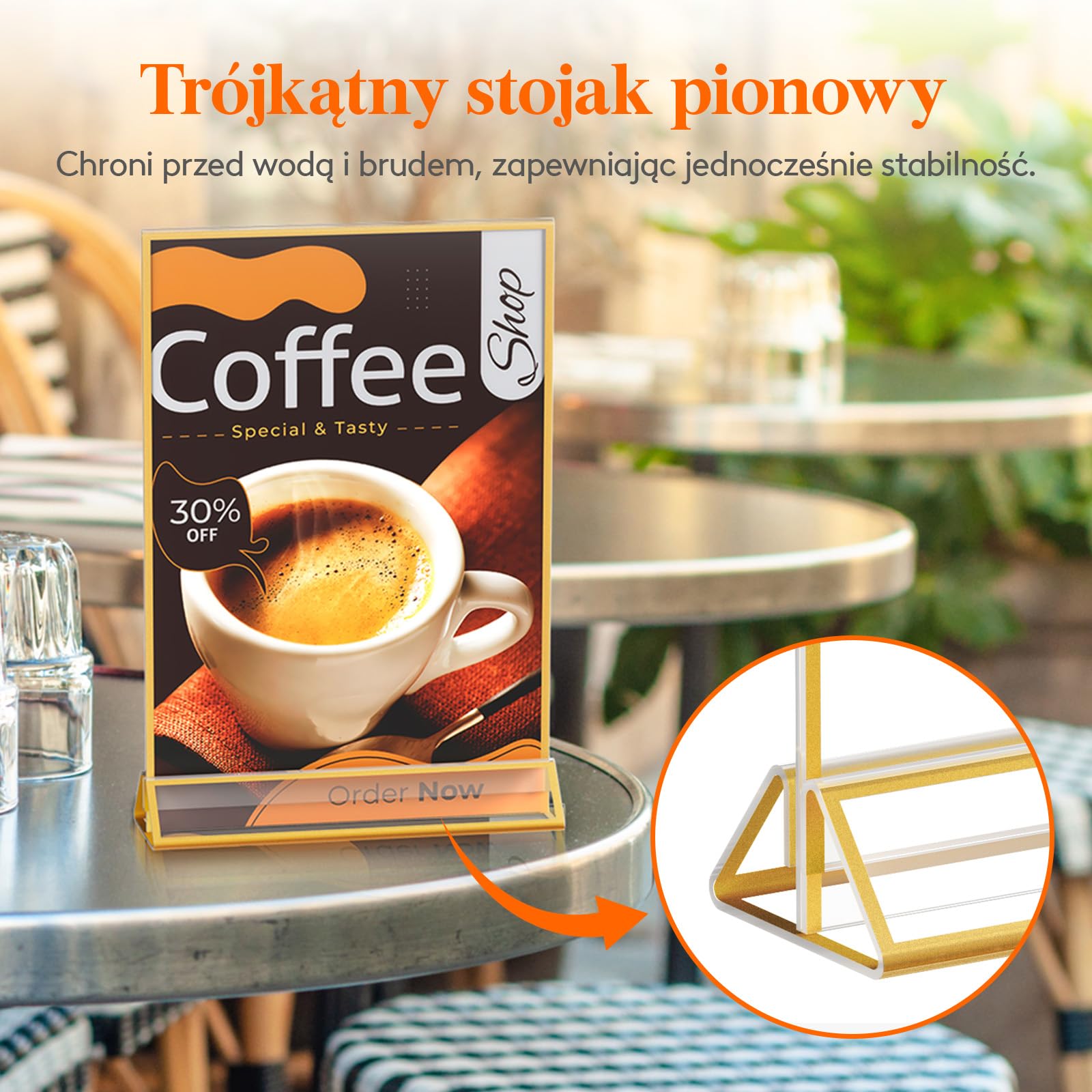 Lifewit 6-częściowy akrylowy uchwyt na znak A5 ze złotymi ramkami, przezroczysty pionowy dwustronny stojak, uchwyty na menu, uchwyty na numer stołu, ramki na zdjęcia na wesele, imprezę, restaurację