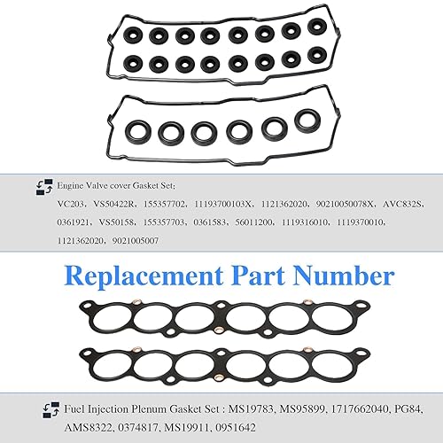 Miniatura 3 de FUSCH Juego de juntas para tapa de válvula de cilindro de motor compatible con Toyota 3.4L V6 4Runner 1996-2002 T100 1995-1998 Tacoma 1995-2004