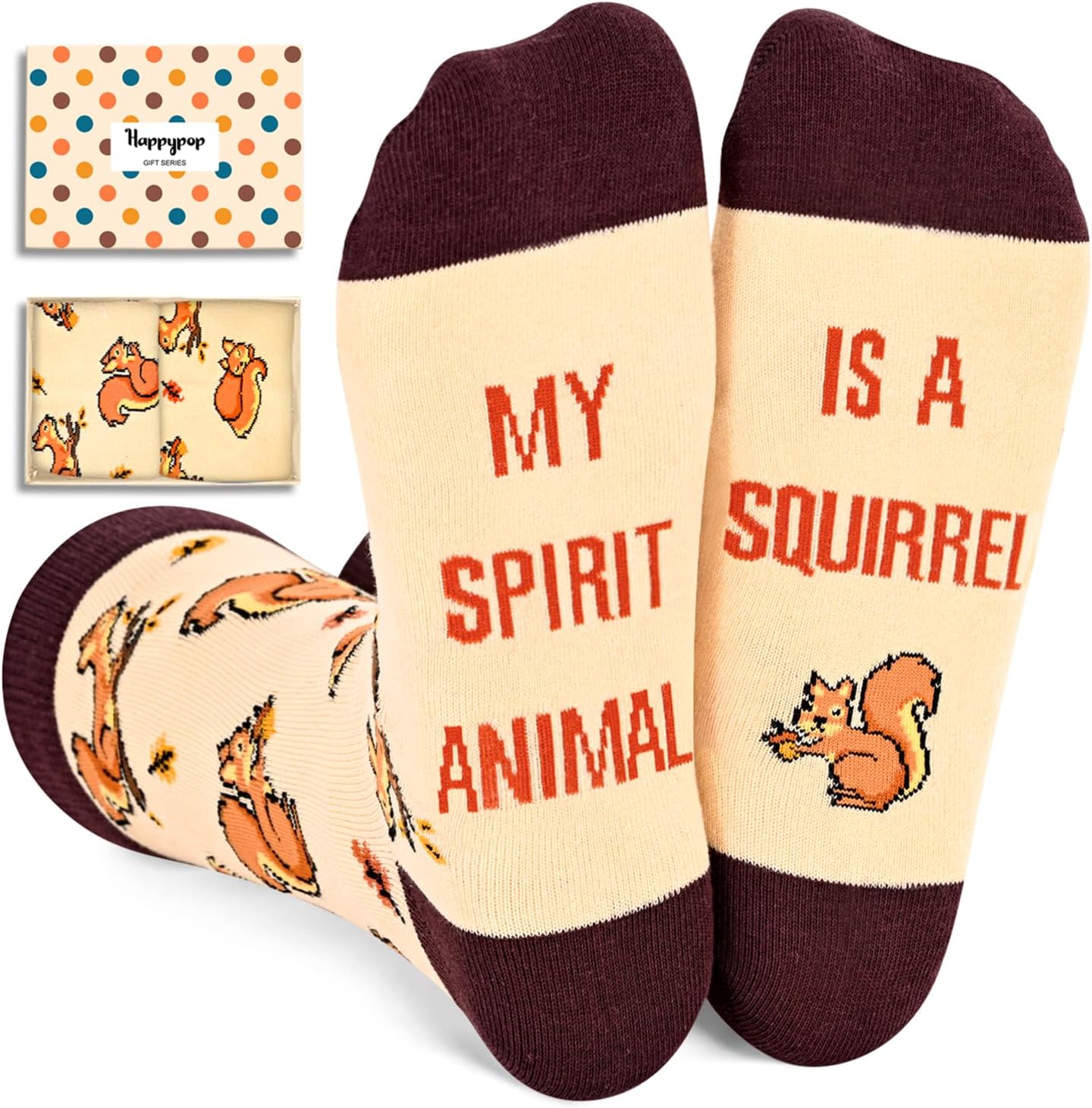HAPPYPOP Funny Socks Crazy Silly Novelty Funky Socks for Women Men, Squirrel Gifts Bear Gifts for Lovers Squirrel Bear Socks