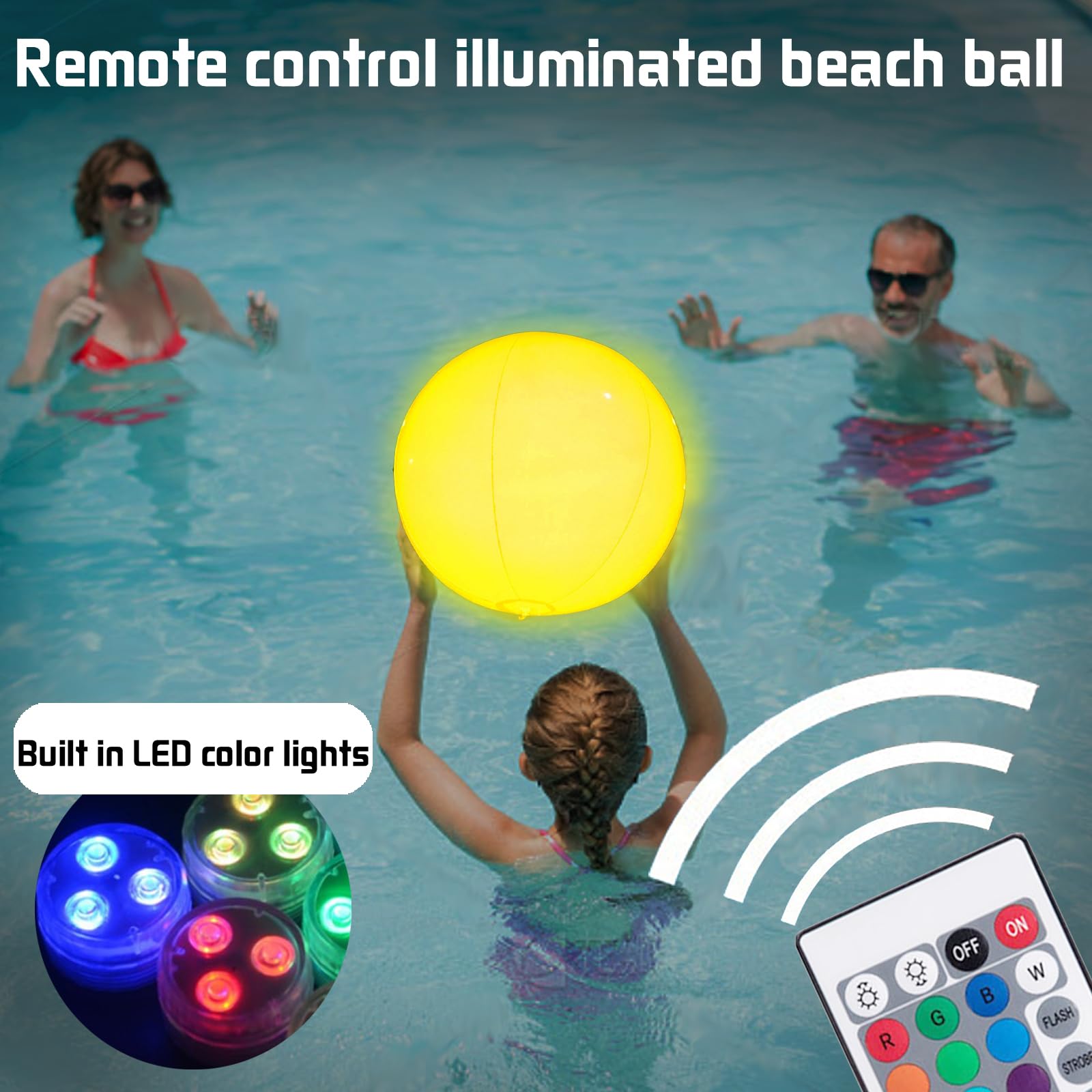 Pelotas de piscina iluminadas,40 Cm De Verano Para Juegos Impermeable E Inflable,pelota para piscina con control remoto | para niños familia natación actividades acuáticas al aire libre noche Pelotas de piscina iluminadas,40 Cm De Verano Para Juegos Impermeable E Inflable,pelota para piscina con control remoto | para niños familia natación actividades acuáticas al aire libre noche