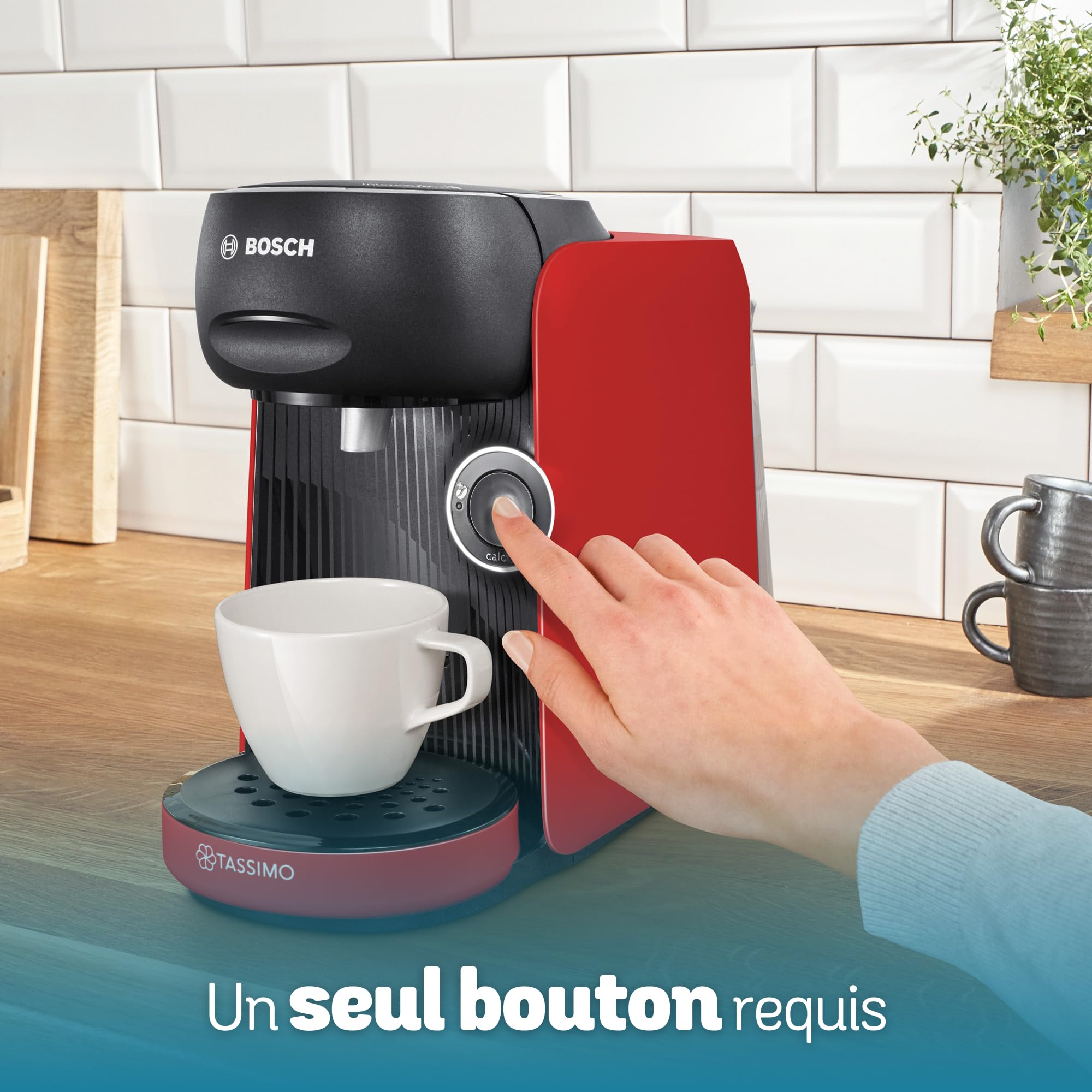Bosch Tassimo Finesse TAS163E Machine à café multi-boissons, 70 boissons chaudes, IntensityBoost, cafétière à dosettes, rouge