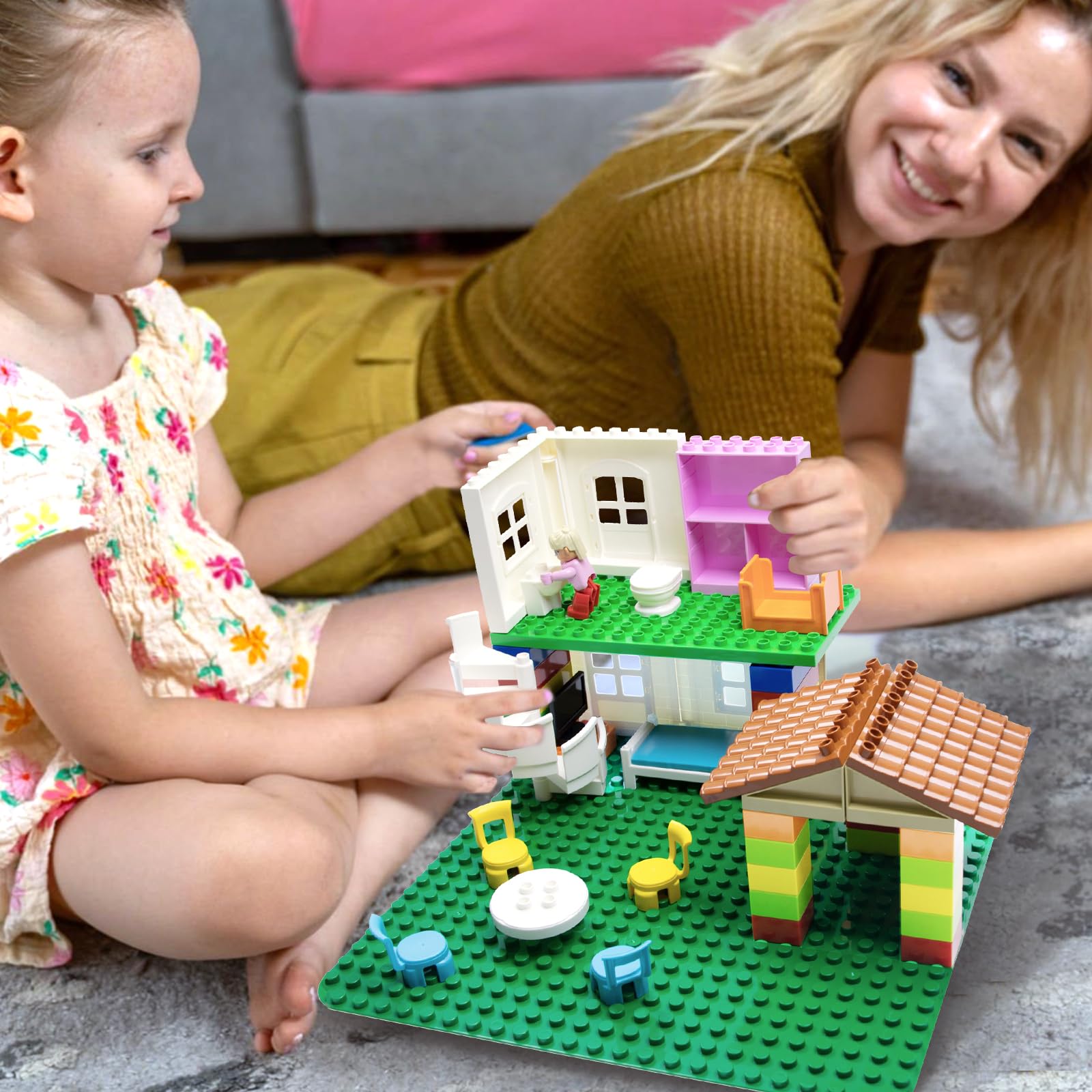 Grandes Briques de Construction Accessoires de Maison compatibles avec Les Briques Duplo assemblées Duplo Ferme Maison de Jeu Parc d'attractions Accessoires pour Enfants à partir de 3 Ans