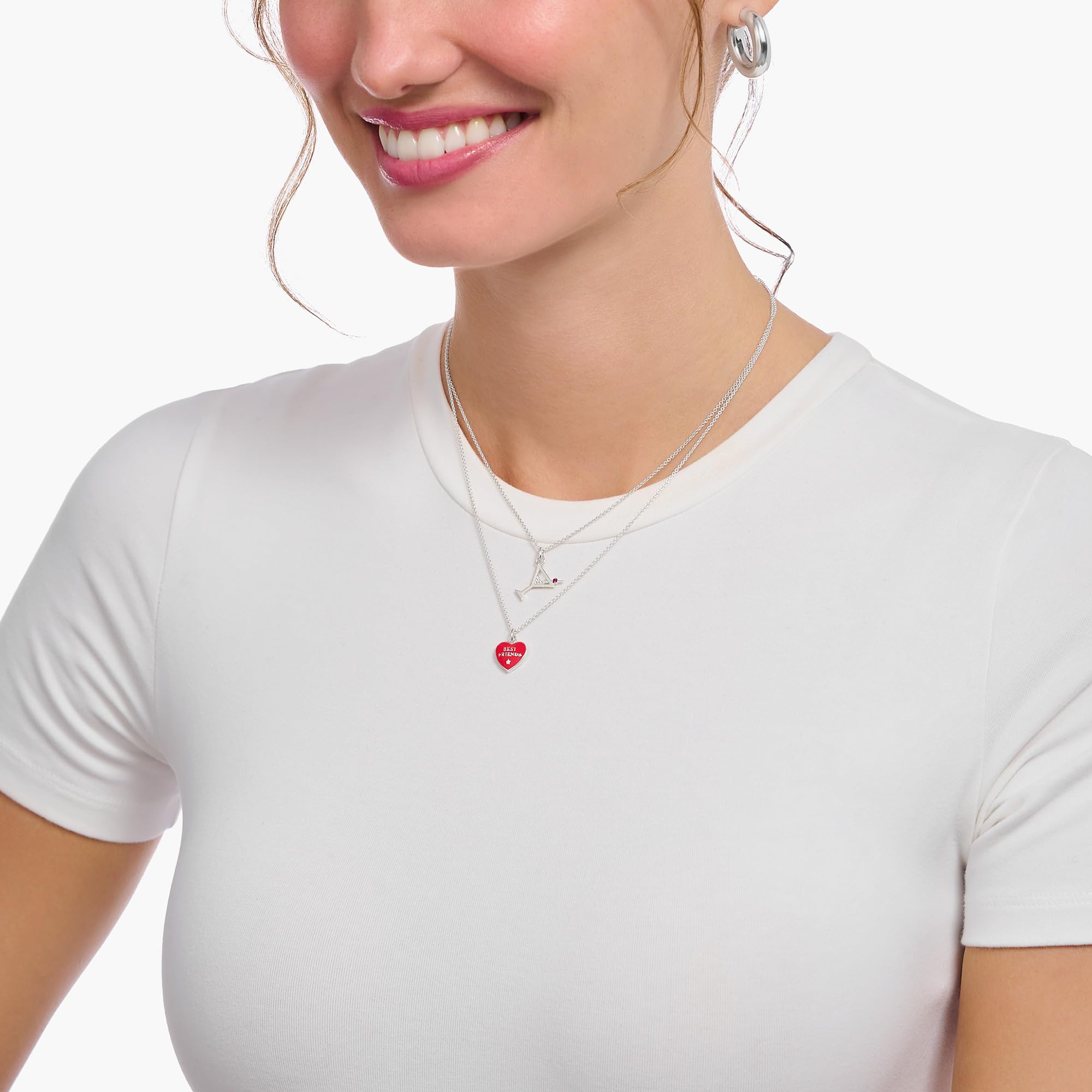 THOMAS SABO Collar con colgante de Best Friends, plata de ley 925, KE2237-007-10, talla única, Plata esterlina, No es una piedra preciosa