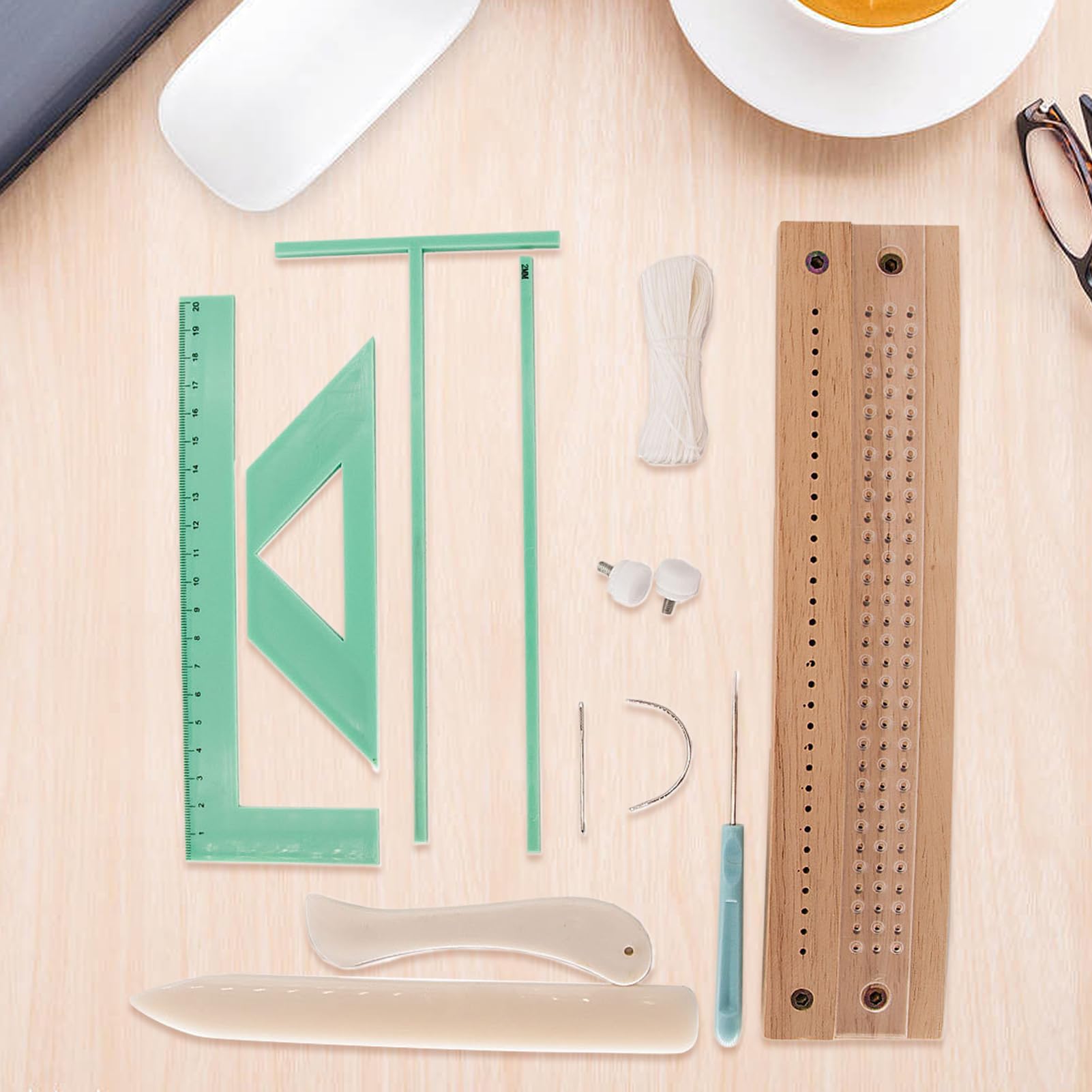 Kit di rilegatura per libri, set guida di perforazione in legno per | Materiali da cucito per rilegatrici, artigianato di carta, quaderni per insegnanti,