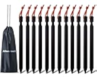 12 Pack Tent Stakes, 7075 Ground Metal Camping Aluminum Tent Pegs, Lightweight Tent Stakes Heavy Duty Spikes Camping Accessories