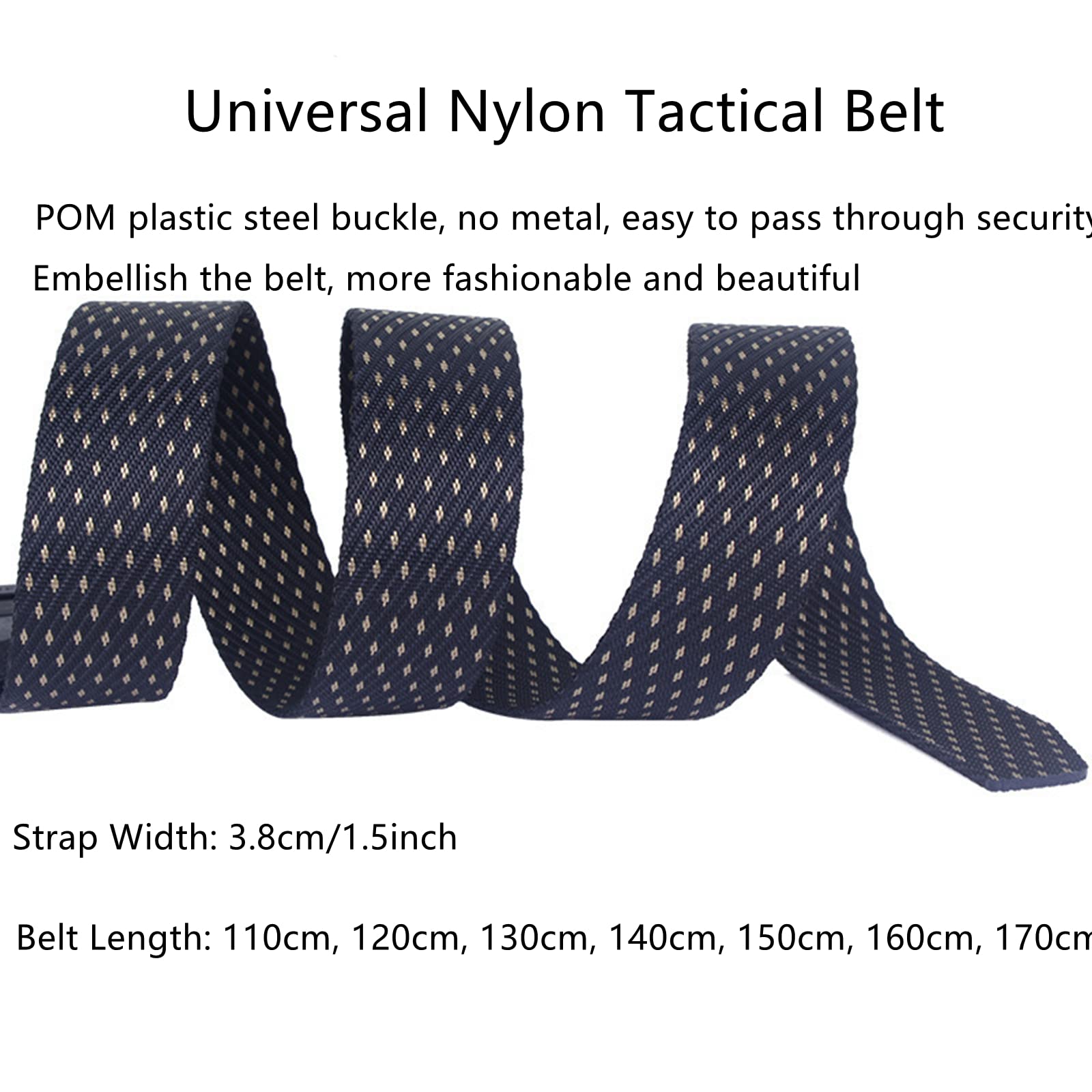Cinturones para hombres Cinturón trenzado, cinturones for hombres y mujeres, lona de nailon, transpirable, militar, cinturón táctico de liberación rápida de talla grande, 110-160 cm de longitud, paque