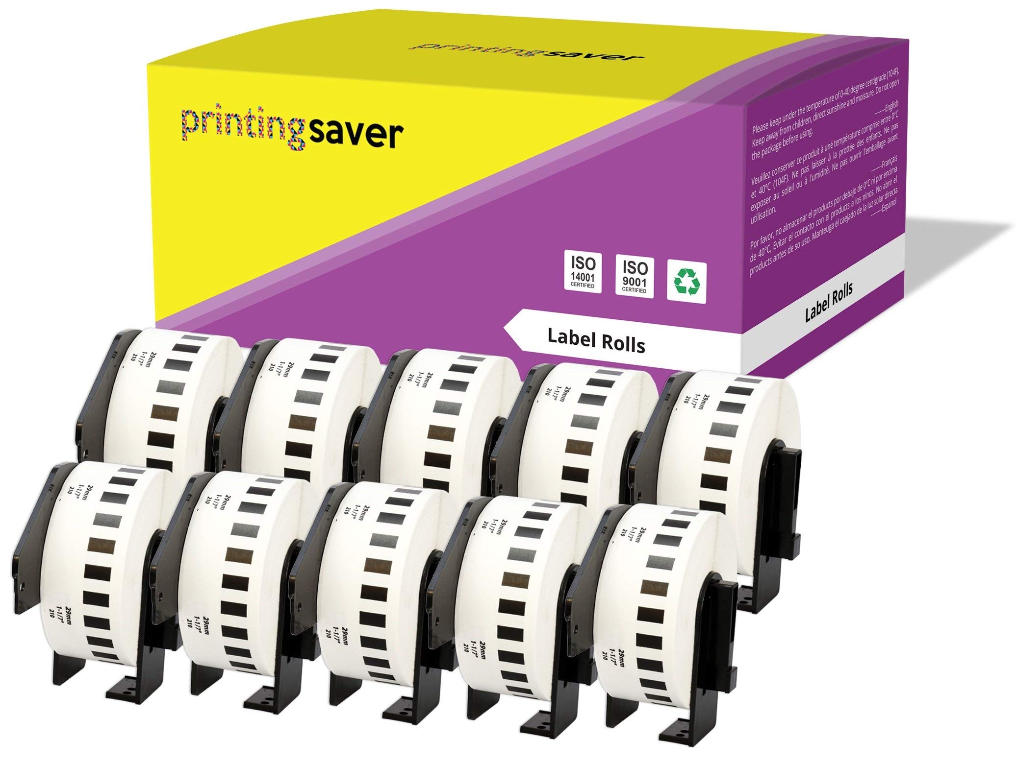 Prestige Cartridge DK-22205 Étiquettes Continues 62mm X 30.48m - Lot De 10 Rouleaux Compatible Brother P-Touch QL