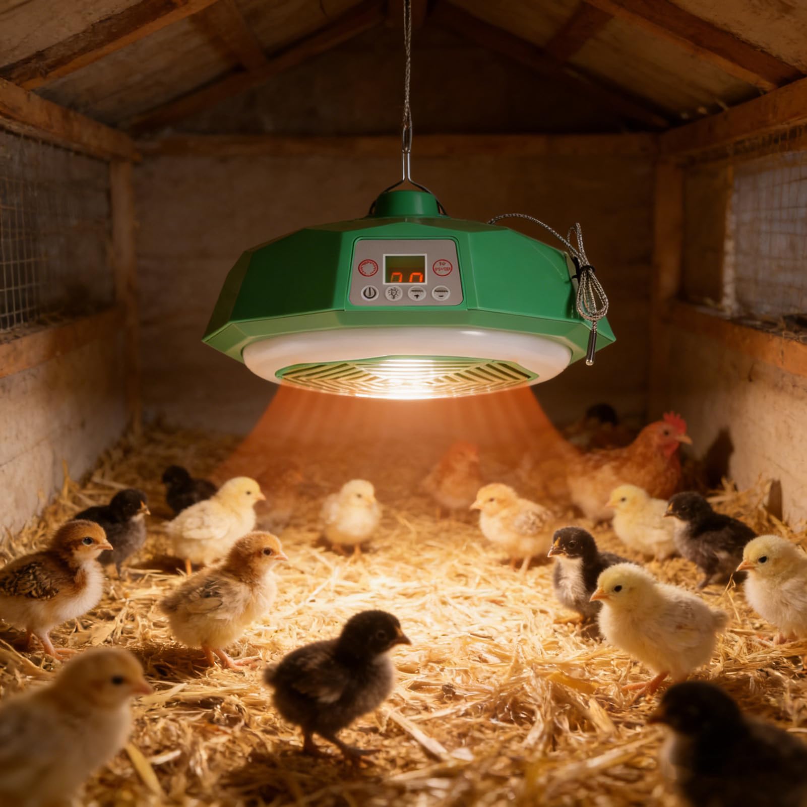 Lampada Riscaldante per Polli Lampada Riscaldante per Bestiame a Temperatura Regolabile con Telecomando per Animali Domestici, Cani, Gatti, Rettili, Uccelli (220 V)