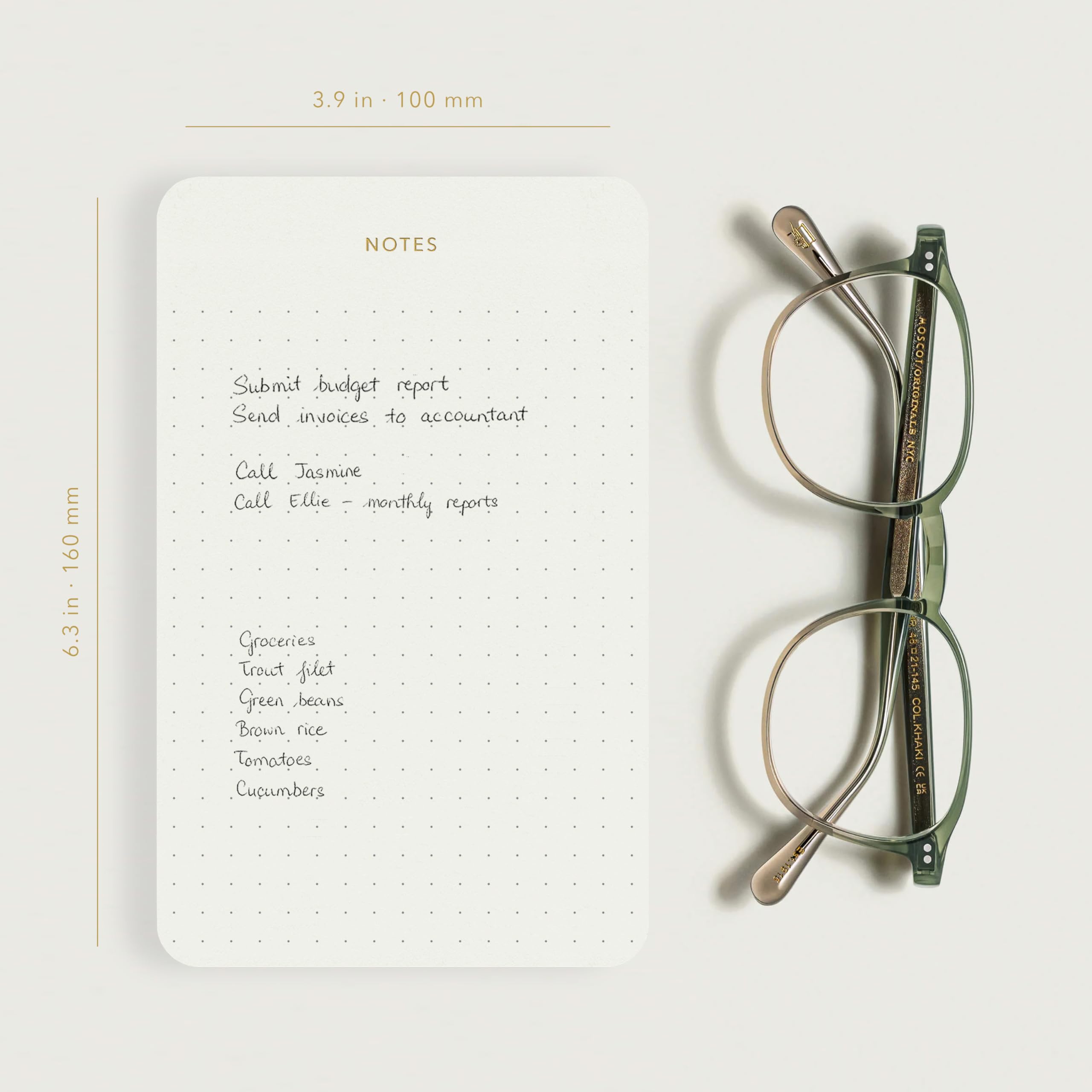 Pinesman Elegante Schreibtisch-Notizblöcke für Profis, minimalistisch, Goldfolie, gepunktetes Layout, 3er-Pack, insgesamt 225 Blatt (je 75), 16 x 9,9 cm, 95 g/m², umweltfreundlich, FSC™-zertifizierter