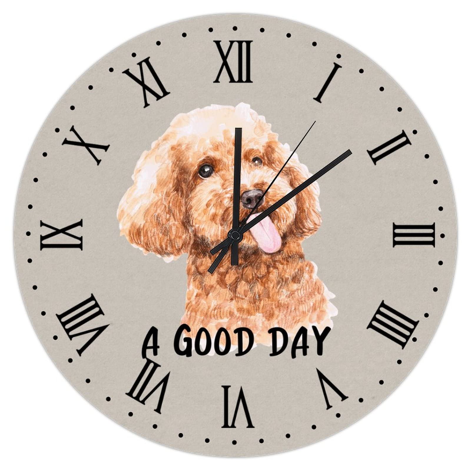 Horloge murale silencieuse caniche pour effacer le bruit du tic-tac