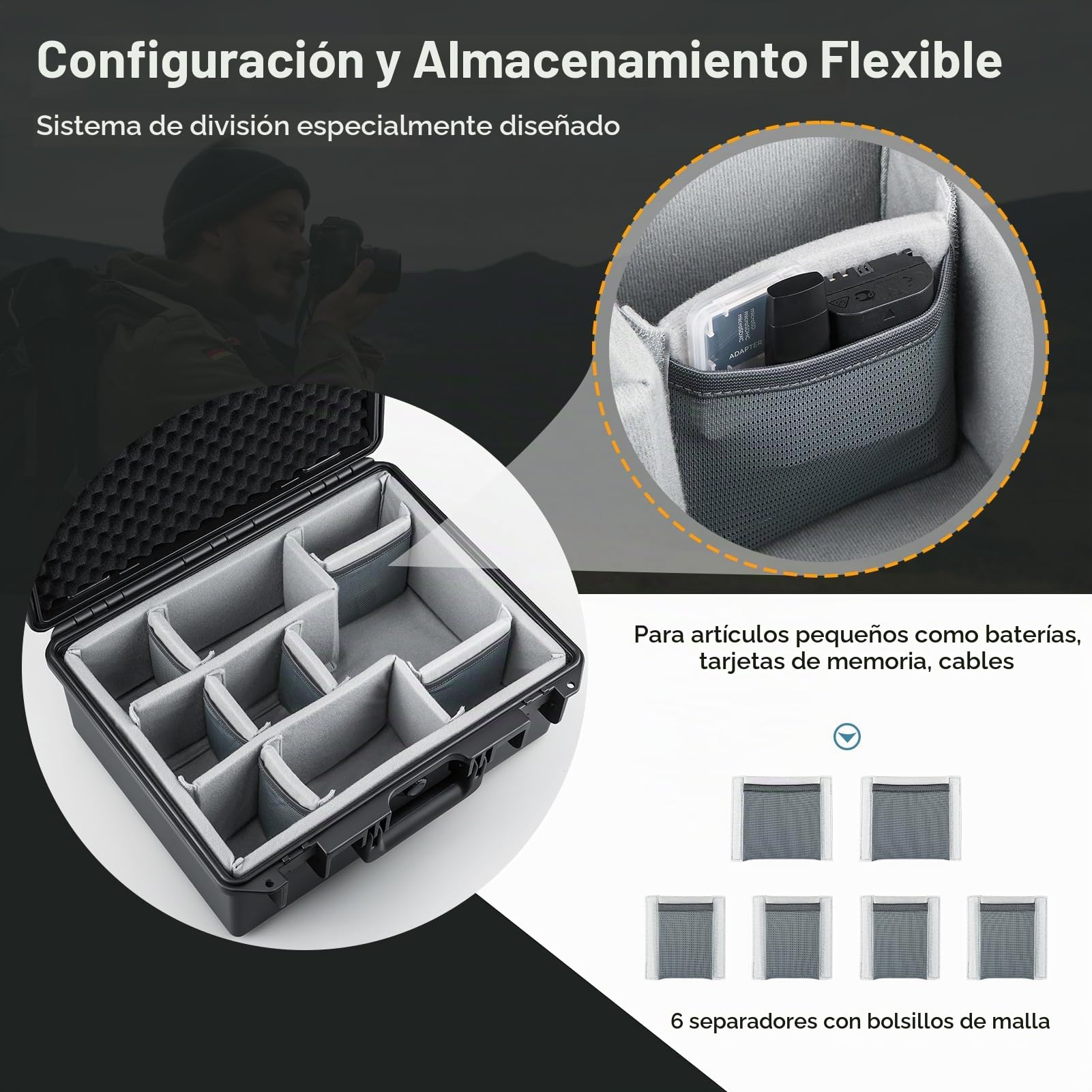 Lykus PVC1 Maletín Maleta Estuche Case rígido Impermeable con separadores Acolchados para cámaras, Lentes, Drones dji Mavic/Air/Mini duales