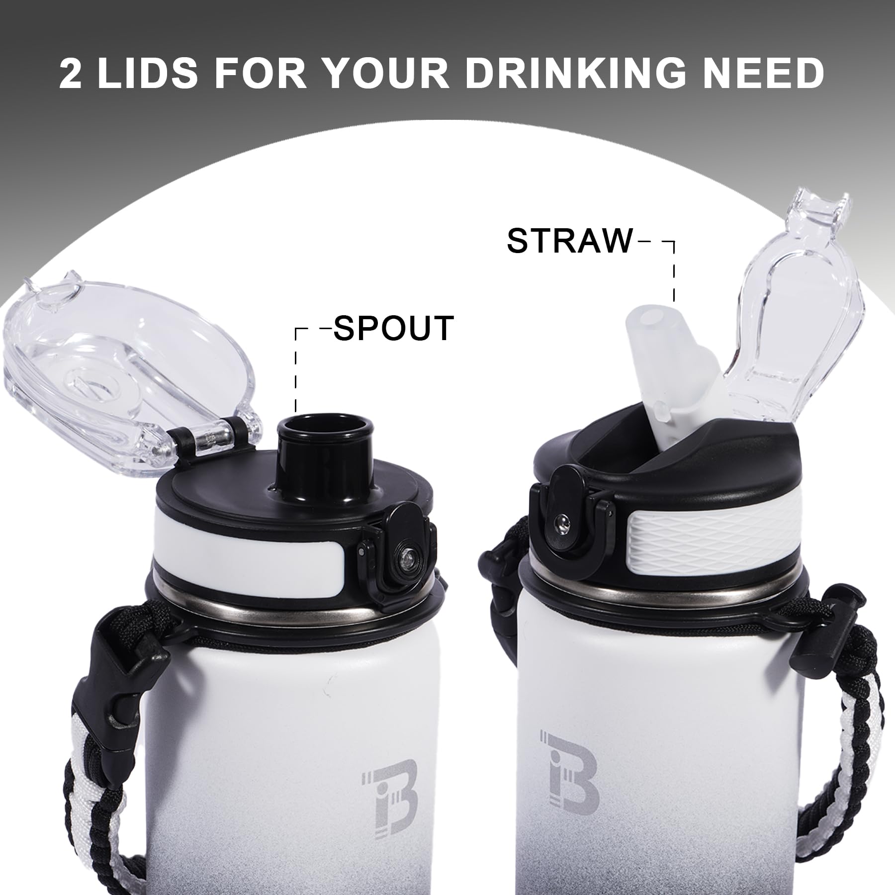 TOPBADE Borraccia Termica con 2 Coperchi, Bottiglia Termica con Cannuccia Senza Perdite 700ml - Senza BPA Borracce, per Bambini, Scuola, Sport, Campeggio, Yoga, Palestra, Ciclismo
