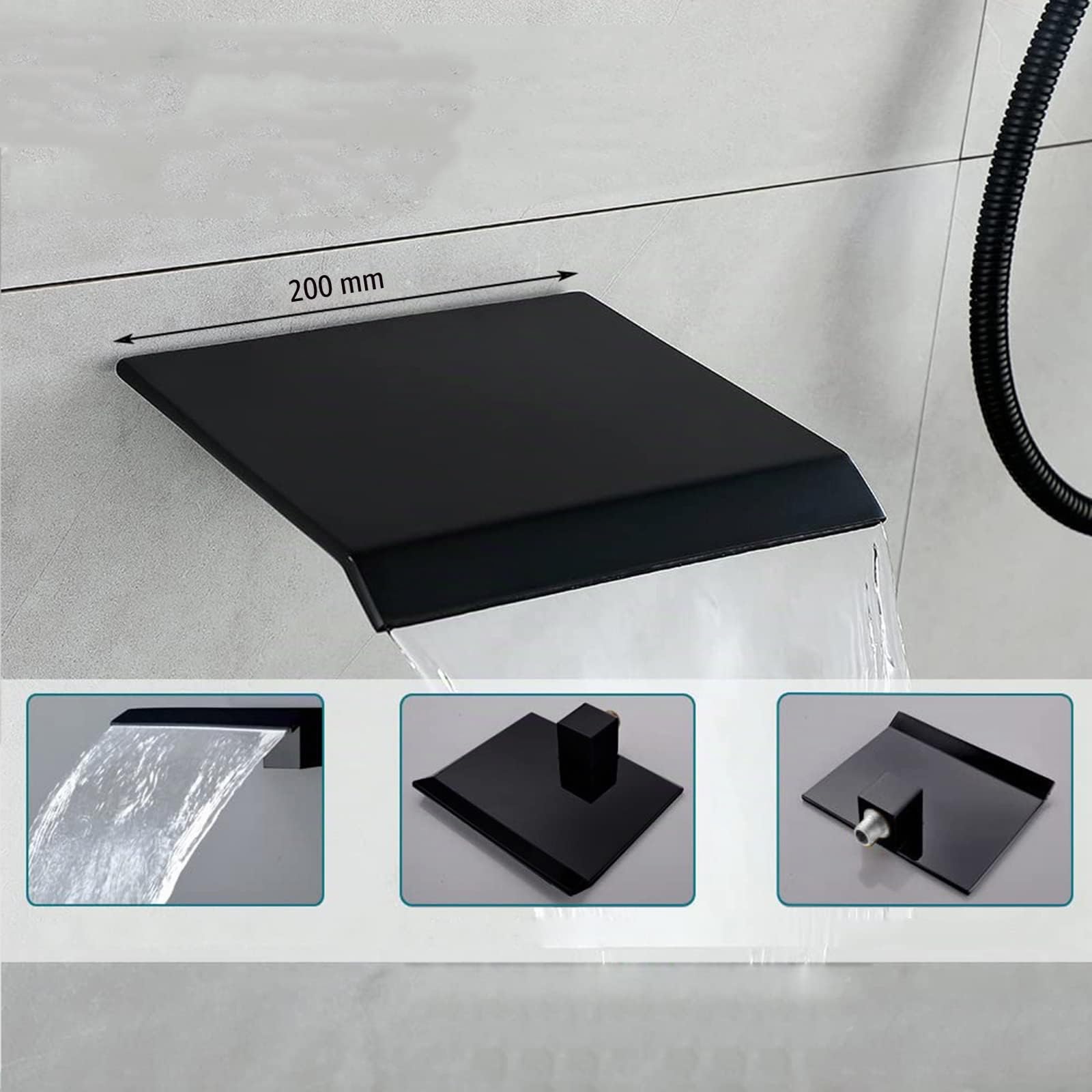 XJTNLB Miscelatore Doccia Incasso 3 Vie, Set Doccia con Soffione e Doccetta Cascata Rubinetto Vasca Cromo