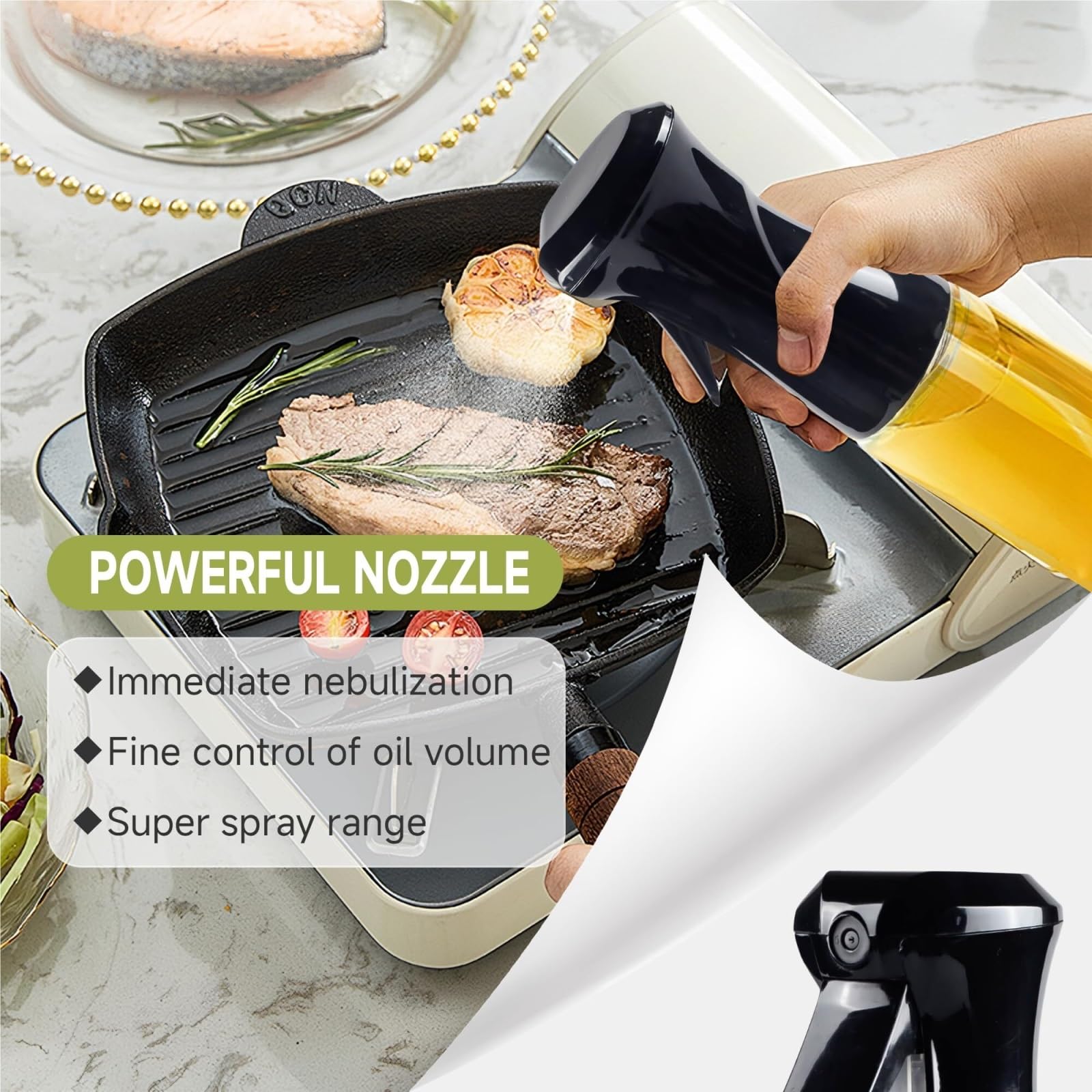 Spray na Olej Rozpylacz Oleju Pojemnik Na Olej Do Kuchni, Szkło Kuchenne, Dozownik Do Sosu Sojowego, Octu, Przypraw, Zestaw 2 Sztuk Opryskiwacz Olejowy(Grün)