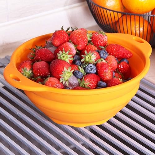 Miniatura 6 de 64oz naranja microondas Rv cuencos camping silicona mezcla tazón plegable 7tazas viaje al aire libre senderismo naranja (naranja64oz)