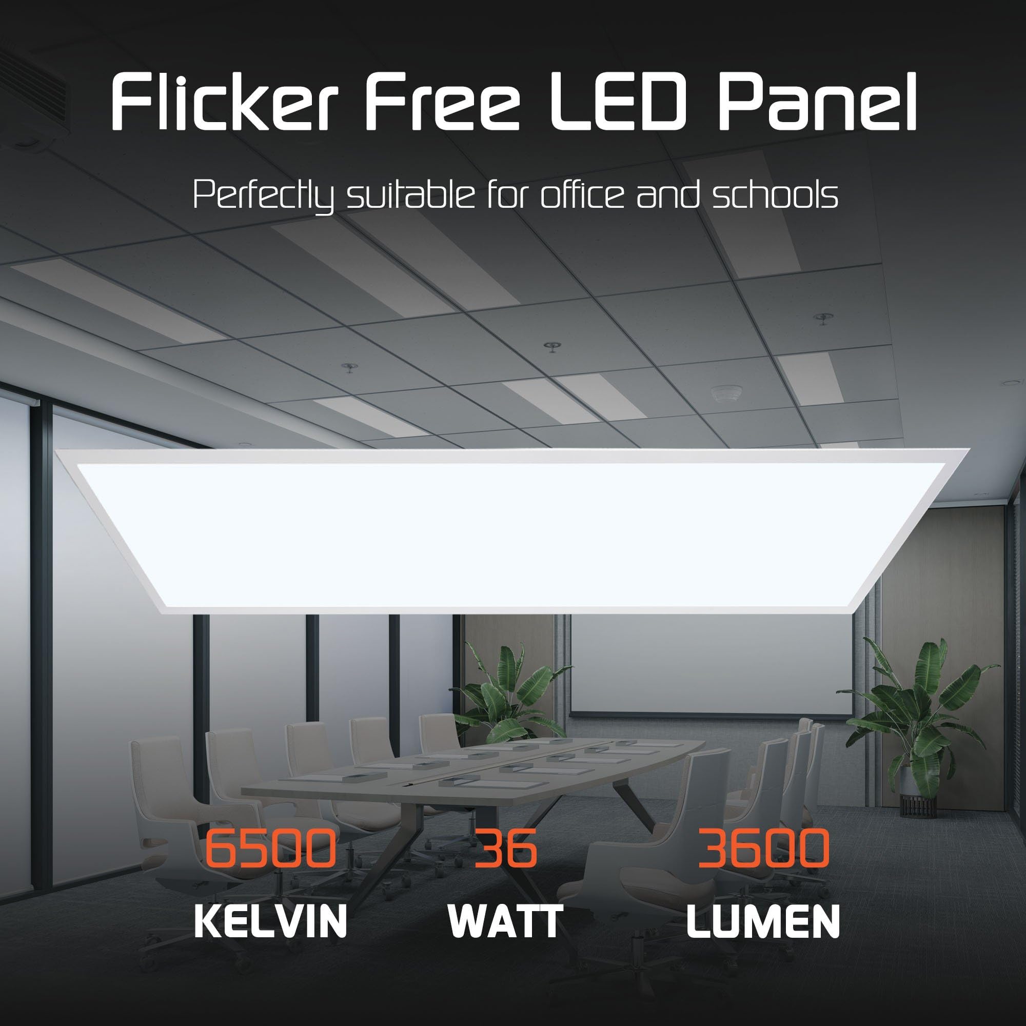 Ledvion Panneau LED 120x30 36W 6000K UGR<22 100lm/W Luminaire encastré