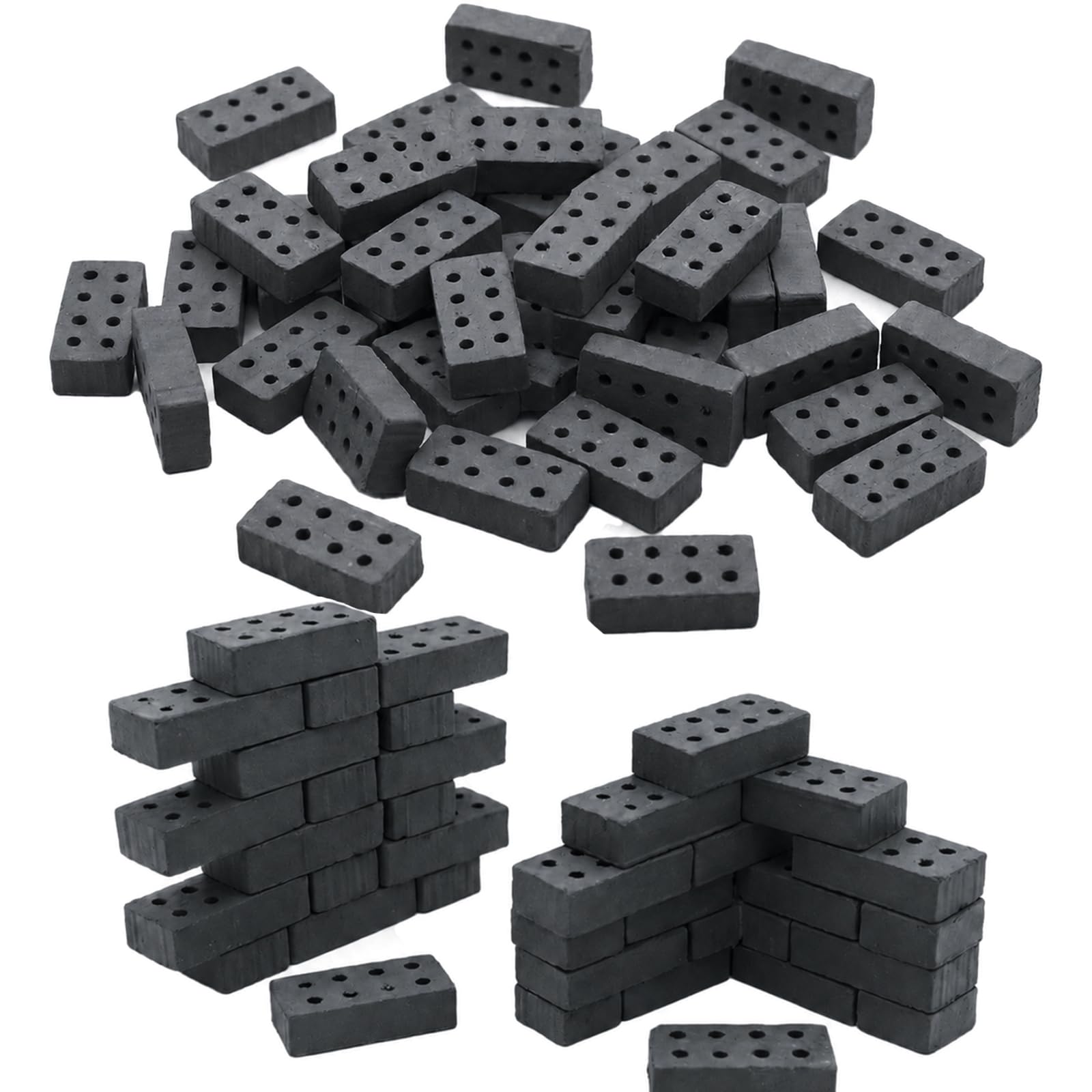 Werownsgso 200PCS Mini Bricks Brick Sim Bricks Miniature Model Micro Bricks for Garden Building Bricks for DIY Garden Ornament Micro Landscape Accessories (8 Holes(2x1x0.5cm-Gray))