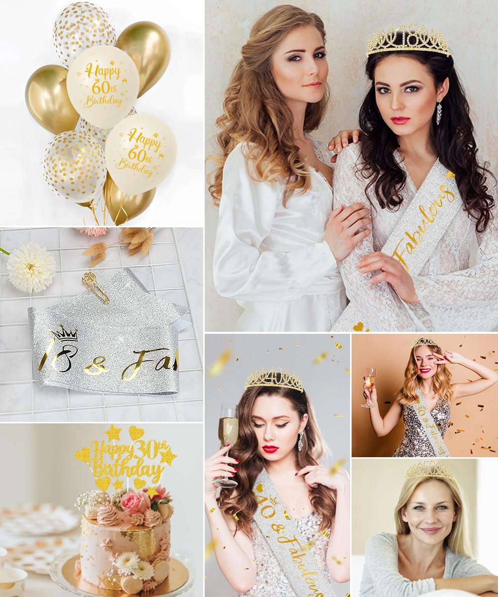 Couronne Et écharpe 30 Ans Anniversaire KOQAIIZ - Set Couronne Strass Et écharpe Satin Rose