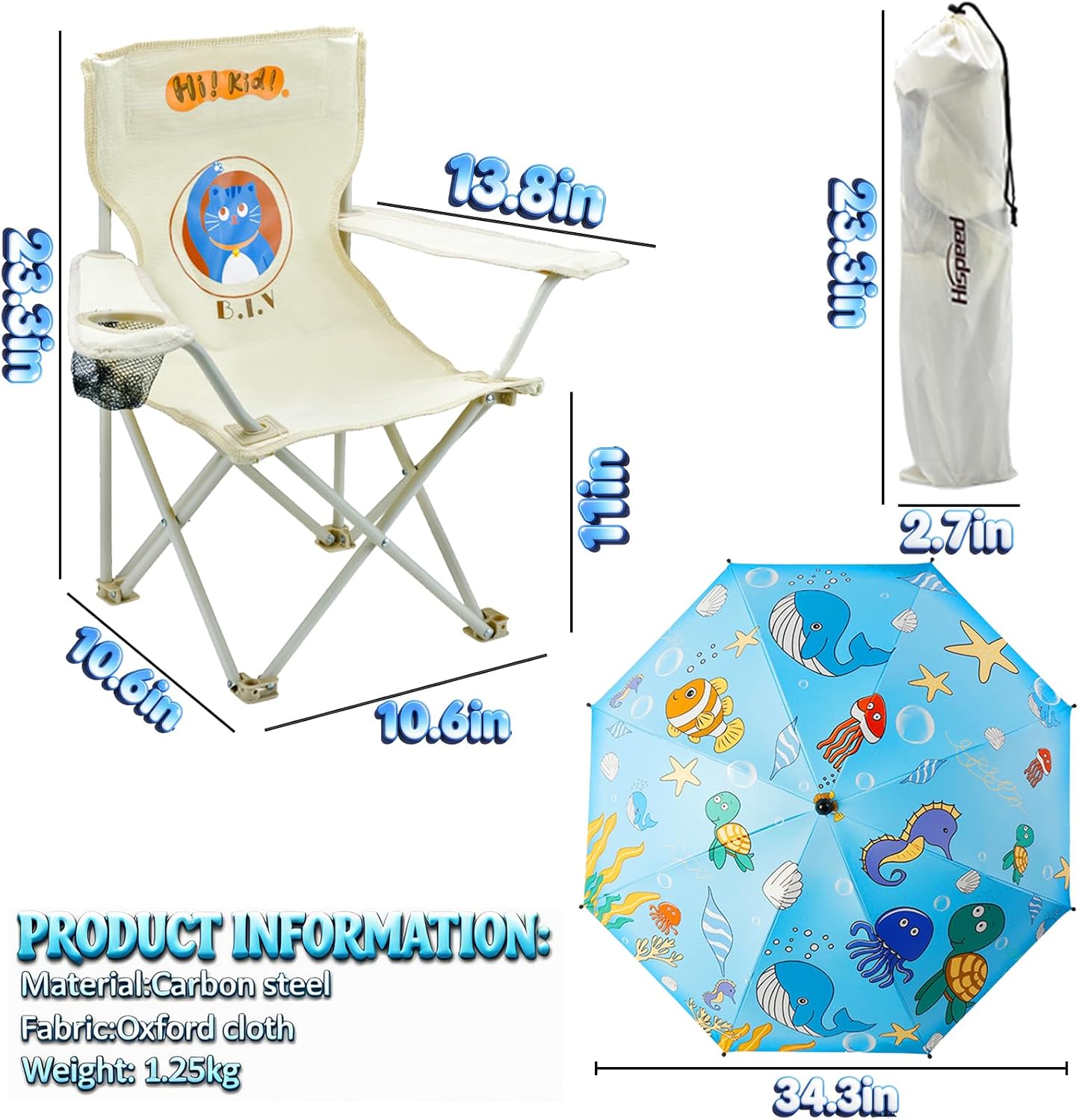 2 Pack Kids Camping Chair - Kids Beach Chair with Umbrella - Foldable Storage Cup Holder Durable, wear-Resistant, Non-Slip, Lightweight Design for Beach, Patio, Outdoors, Lawn (Pink+Blue)