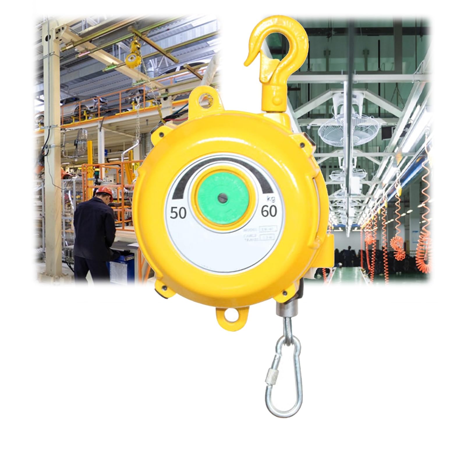 HYQOUKLR Telescopic Spring Balancer, Spring Balancer With Wire Rope Hook For Assembly Workshop Automotive Multiple Load Ranges(50-60kg)