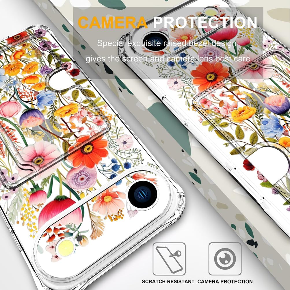 Compatible with iPhone 17 Air Case Card Holder for Women Cute Design,Wallet Phone Cases Transparent Cool Kawaii Protective (Clear Flowers Lily Girly Florals) - Image 6