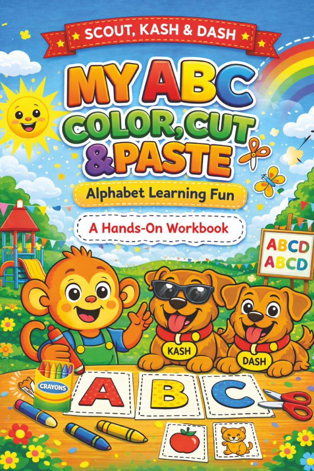 My ABC Color, Cut & Paste Workbook: A Fun Alphabet Learning Activity Book with Scout, Kash & Dash – Coloring, Cutting, and Pasting for Early Learners (Scout and Friends)