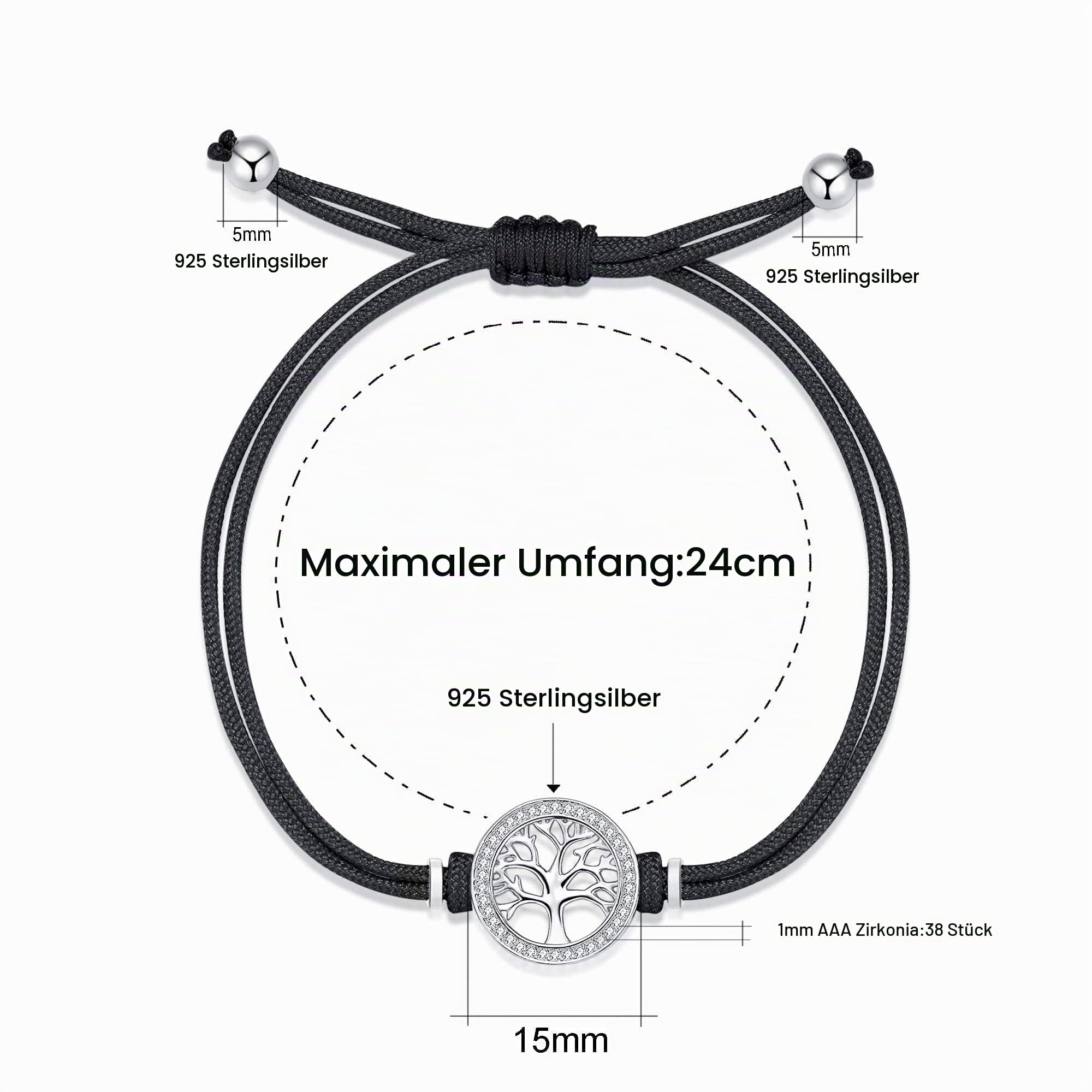 Jrêveinfini Lebensbaum Armband Silber 925 Damen Mädchen, Personalisierte Geschenke für Frauen Mama Mädchen mit Geschenkbox, Verstellbar 14+9 cm