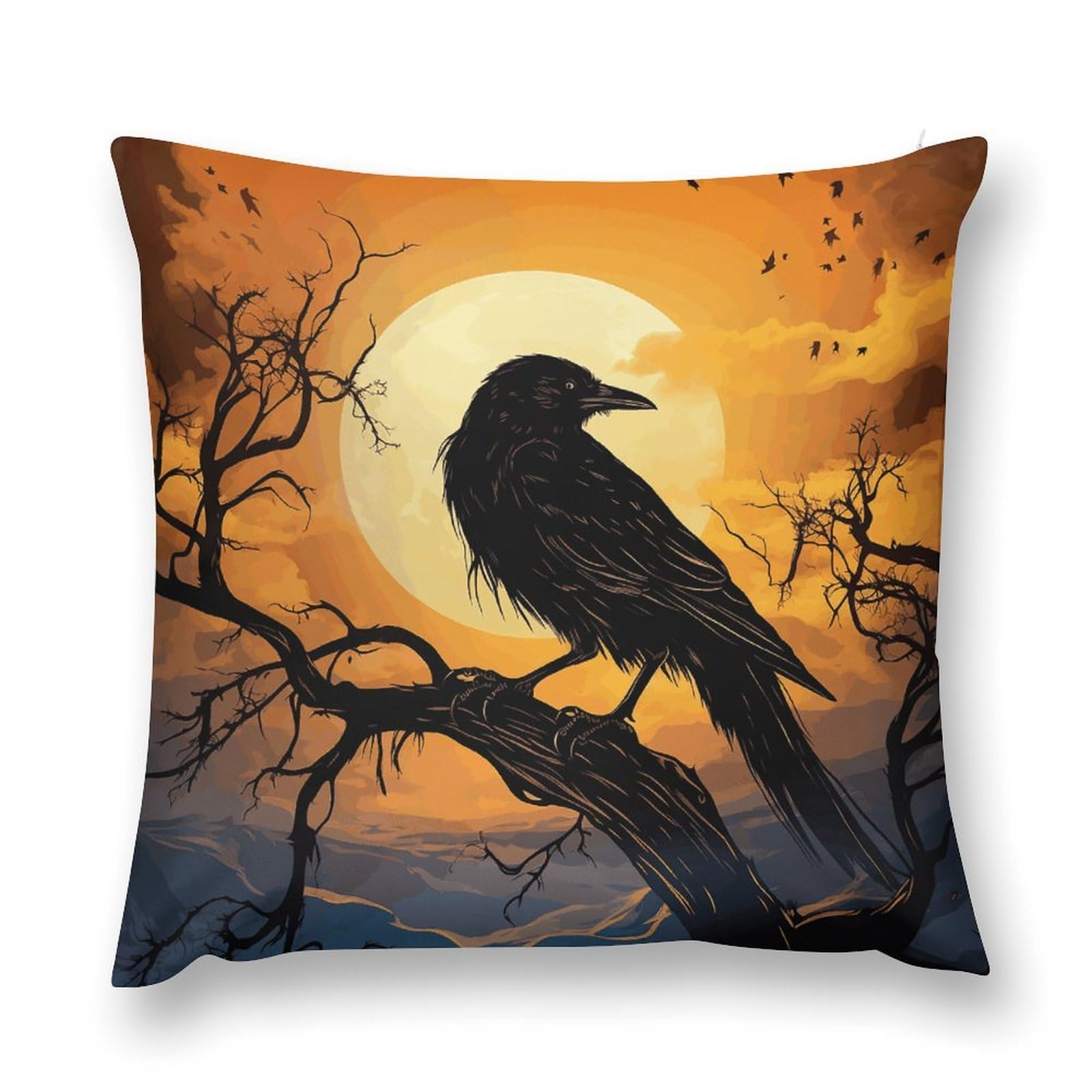 asbwuo Plush Pillow Case Crow Decorative Throw Pillowcase Soft Cozy Cushion Pillow Cover for Bed Couch Sofa