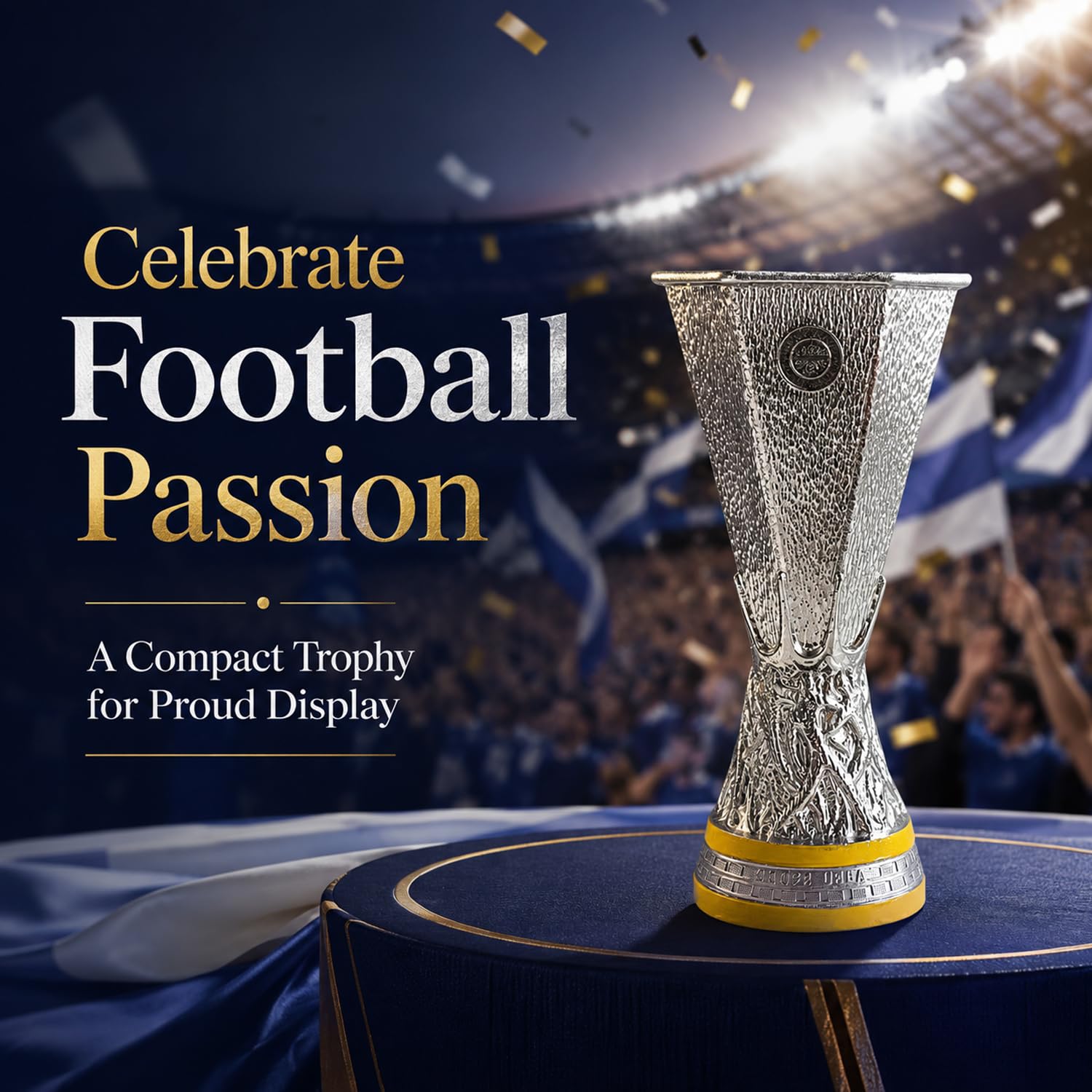 Europäische Fußball Liga Trophäe Replik, Champions Soccer Cup, Fußball Fan Geschenk, Schreibtisch Deko für Club, Home Office, Regal, Fanraum, Bar,32cm | 3 Größe Silberharz Liga Champions Pokal, Fanartikel Geschenk, Sammler, Souvenir, Büro, Regal, Fanraum