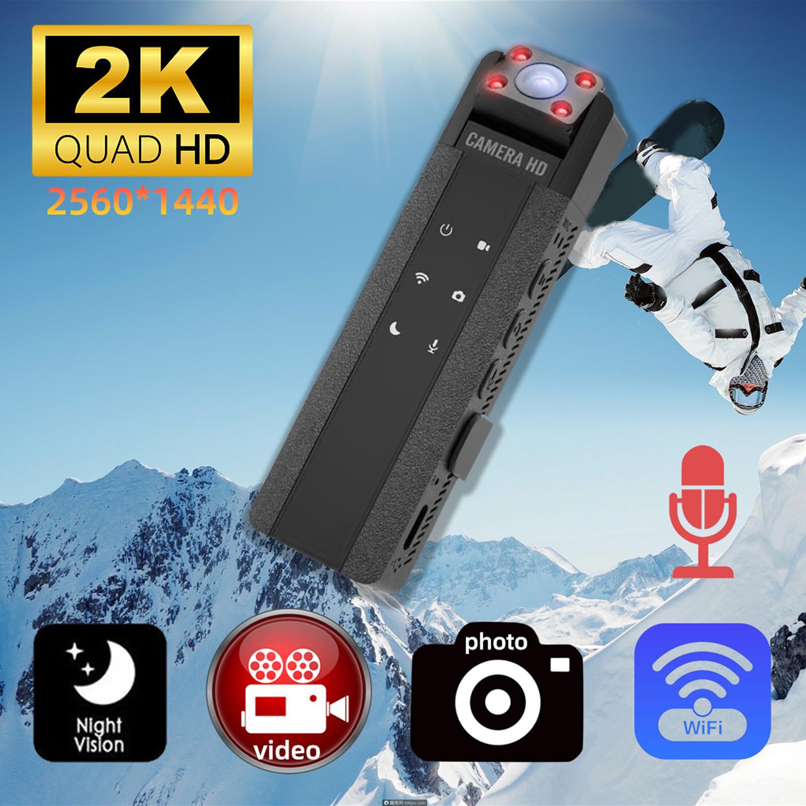 Sanpyl Body Cam, Mini Camera Connection One Operation Continuous Recording Built in 1000mah Battery 170° Field of View, with Type C Charging Cable