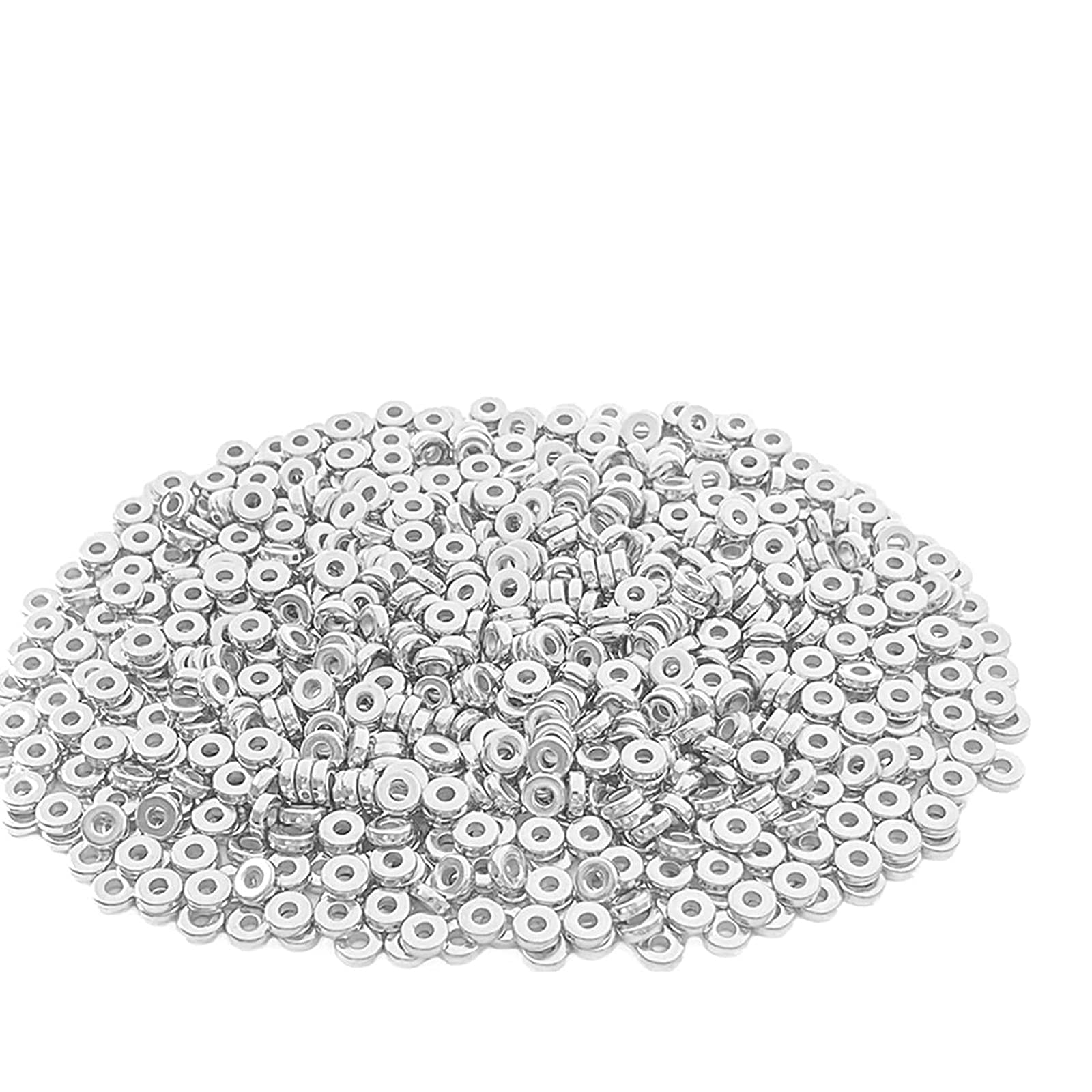 Daiyifiy 1200 Pieces 6mm Silver Disc Spacer Beads for Bracelet Necklace DIY Crafts Making