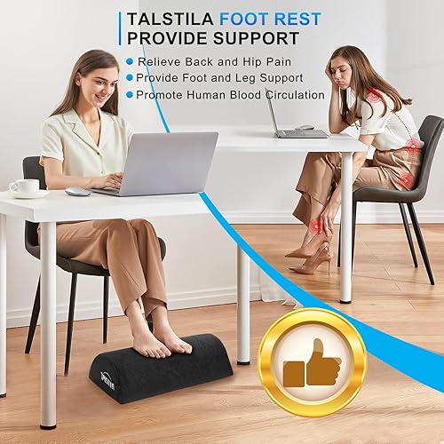 Miniatura 4 de TALSTILA Reposapiés para debajo del escritorio en el trabajo, reposapiés con bolsillos cálidos y de felpa, taburete ergonómico de espuma, reposapiés