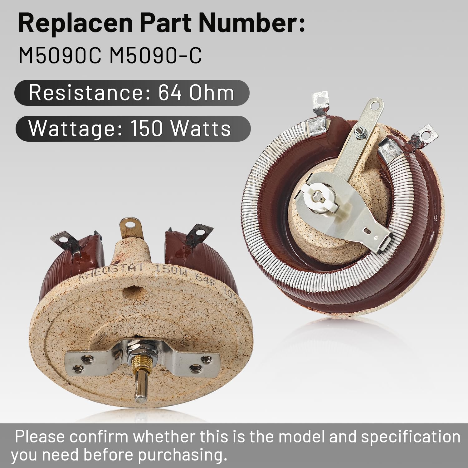 M5090C Rheostat 150W 64 Ohm Rheostat Compatible with Lincoln Welder SA-200 SA-250 CL1,2,3 IIID 300D 200D Replace M5090-C