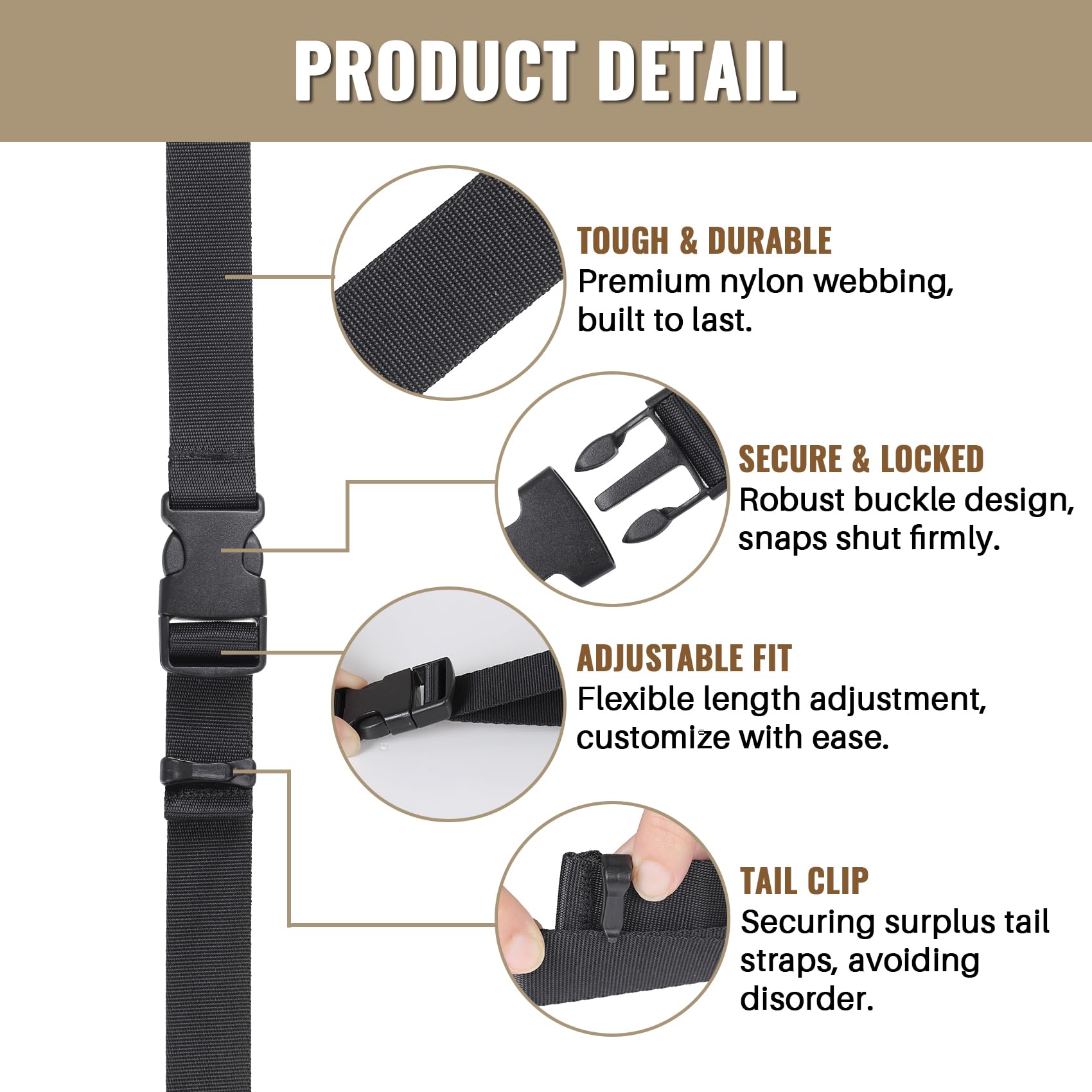 0.75”x48” Utility Straps with Buckle Quick Release Buckle St -2
