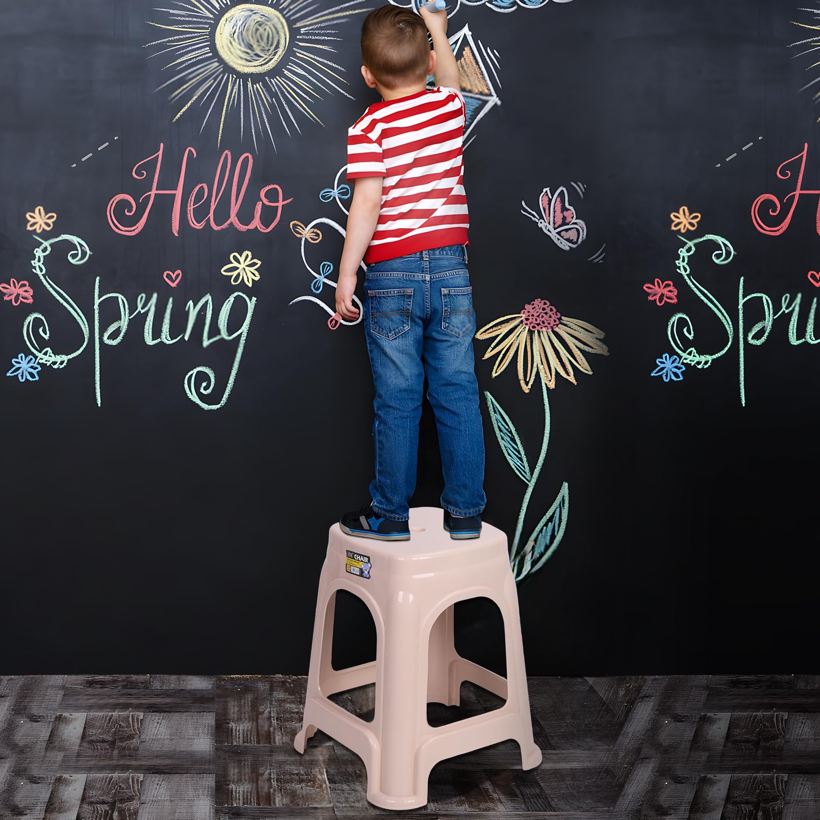 Stapelbare Klassenzimmer-Hocker, 44,5 cm, Kunststoff, flexibel, für Klassenzimmer, Höhe, stapelbare Hocker, bunt, stapelbar, tragbar, rückenfrei, Barhocker für Studenten, Schule, Zuhause, Büro,
