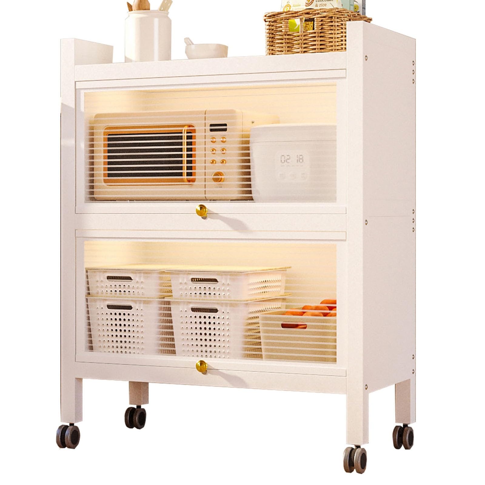 Supporto per microonde, scaffale da cucina con anta ribaltabile, supporto per microonde a 3/4/5 livelli, credenza a Buffet per spezie da cucina, Piatti, pentole, padelle (Colore: 3 strati, d