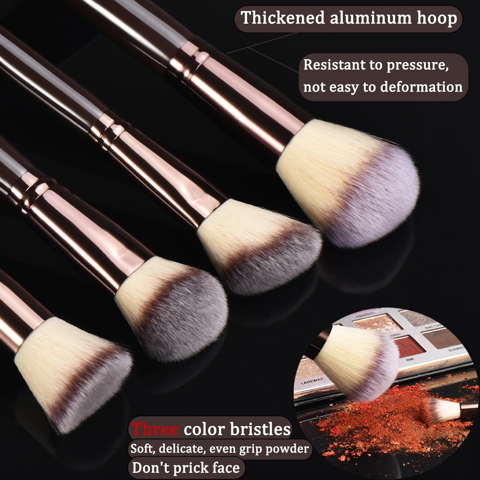 10 schwarze Make-up-Pinsel aus Kaffeeholz, Premium-Kunsthaar, Foundation-Pinsel, loses Puder, Rouge, Lidschatten, Augenbrauenpinsel-Set
