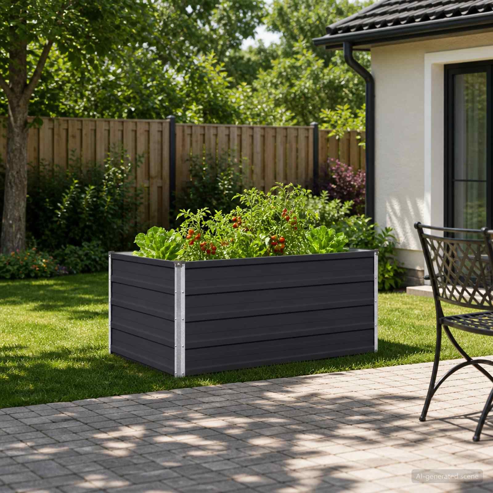 Generico Letto rialzato da Giardino Antracite 100 x 80 x 55 cm,8006389