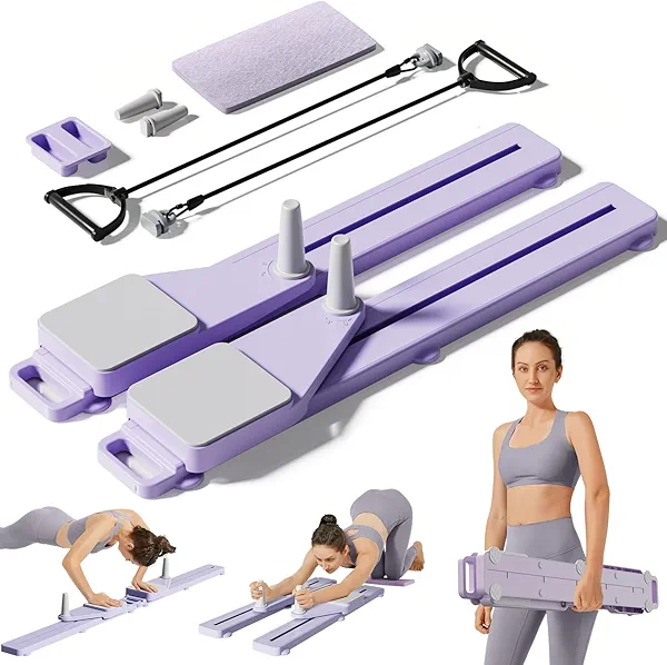 Pilates Board, Multifunctional Abdominal Plate Sets, Detachable Ab Trainer Machine for Home, 6 in 1 Pilates Sliding Board, Foldable Pilates Reformer for Women Core Workouts